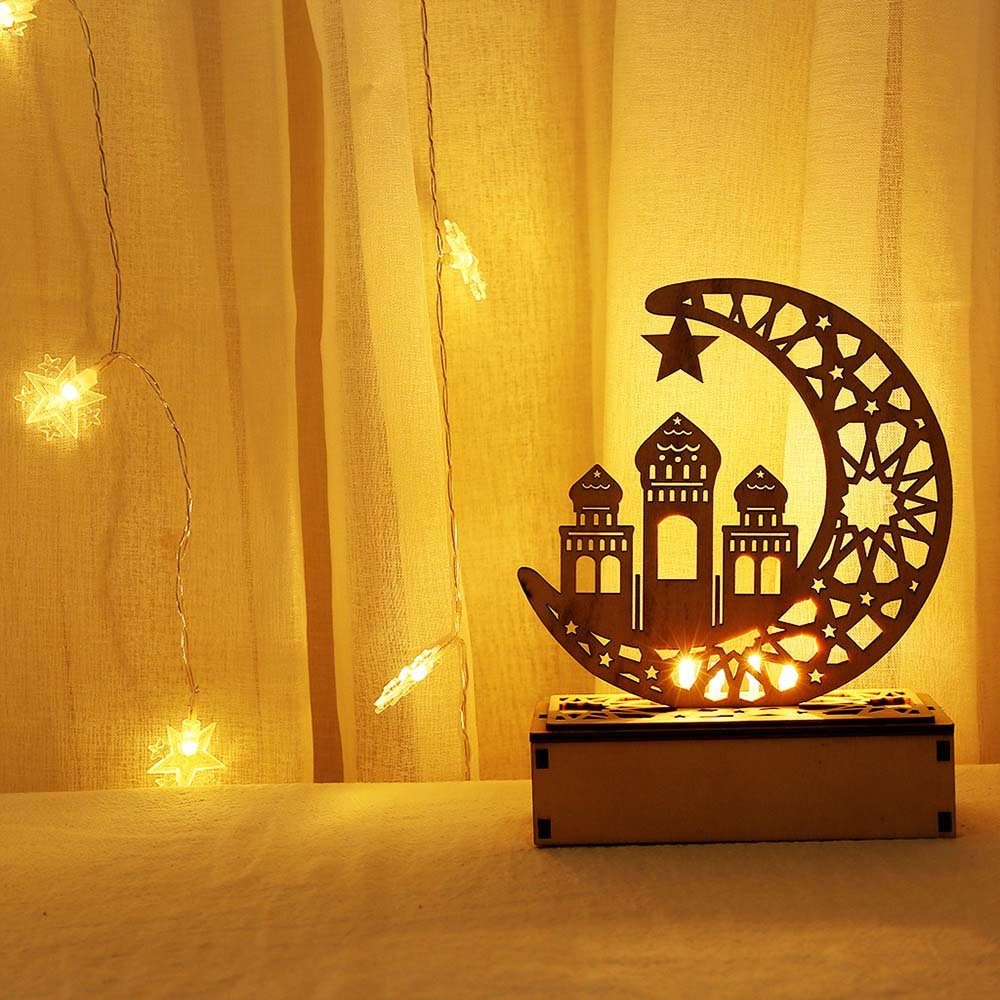 Rosnek LED Nachtlicht 3D-Illusion, Ramadan, Batterie/USB, für Eid Muslim  Islam Festival Deko, warmweiß