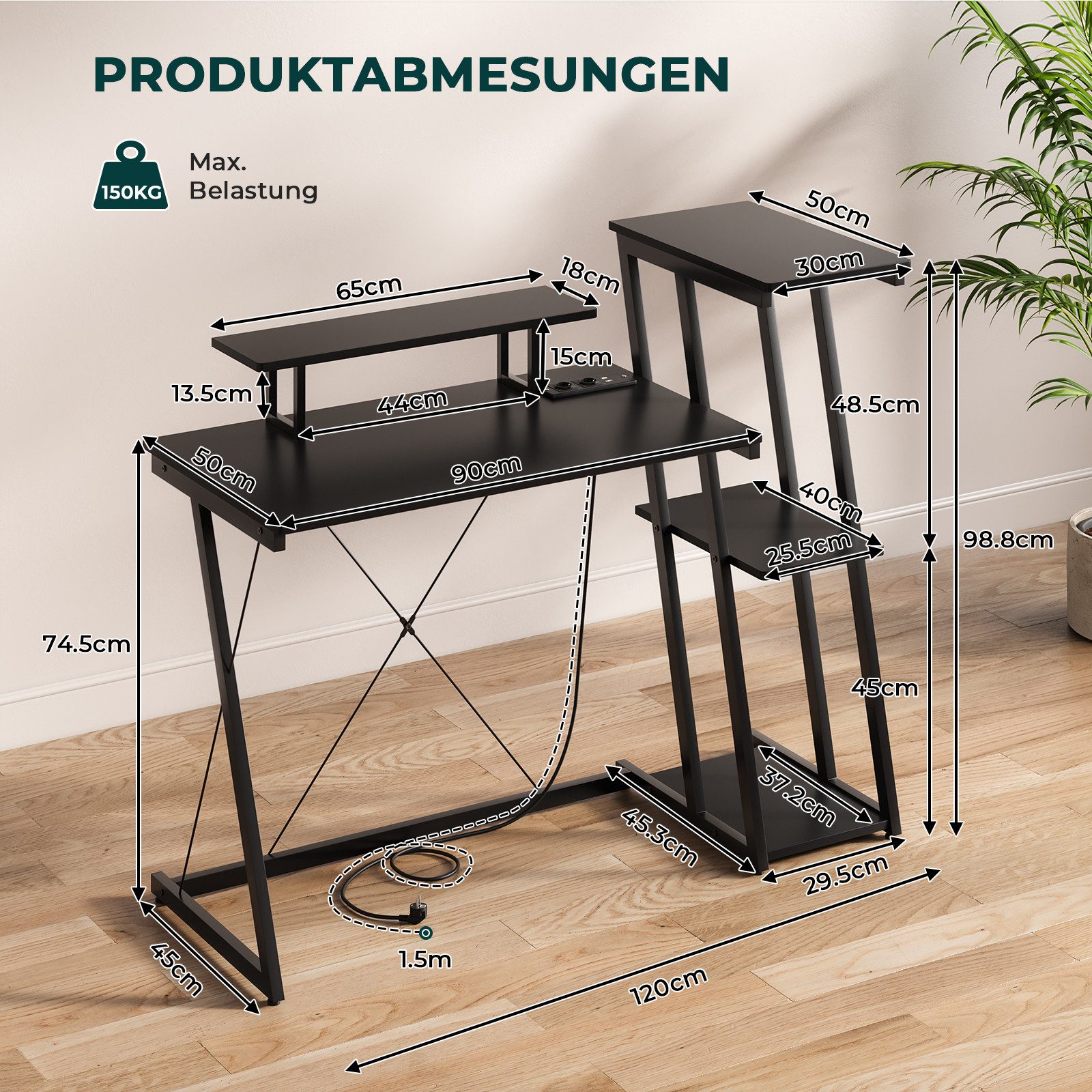 NAIMP Gamingtisch Computertisch, 120cm Schreibtisch mit günstig online kaufen
