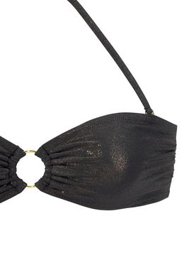 LASCANA Bandeau-Bikini mit goldfarbener Glanzbeschichtung