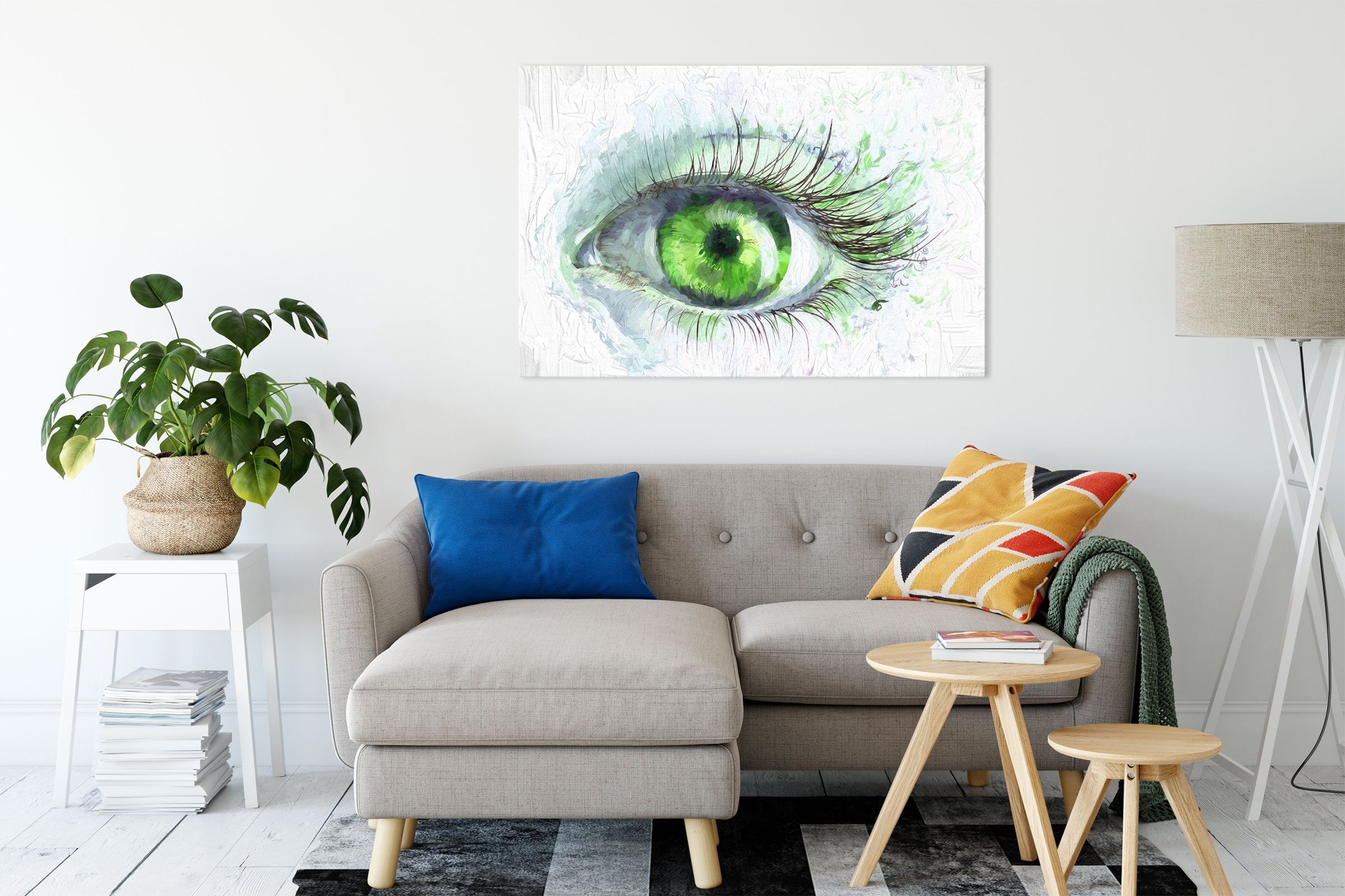 Pixxprint Leinwandbild Grünes Auge, Grünes Auge günstig online kaufen