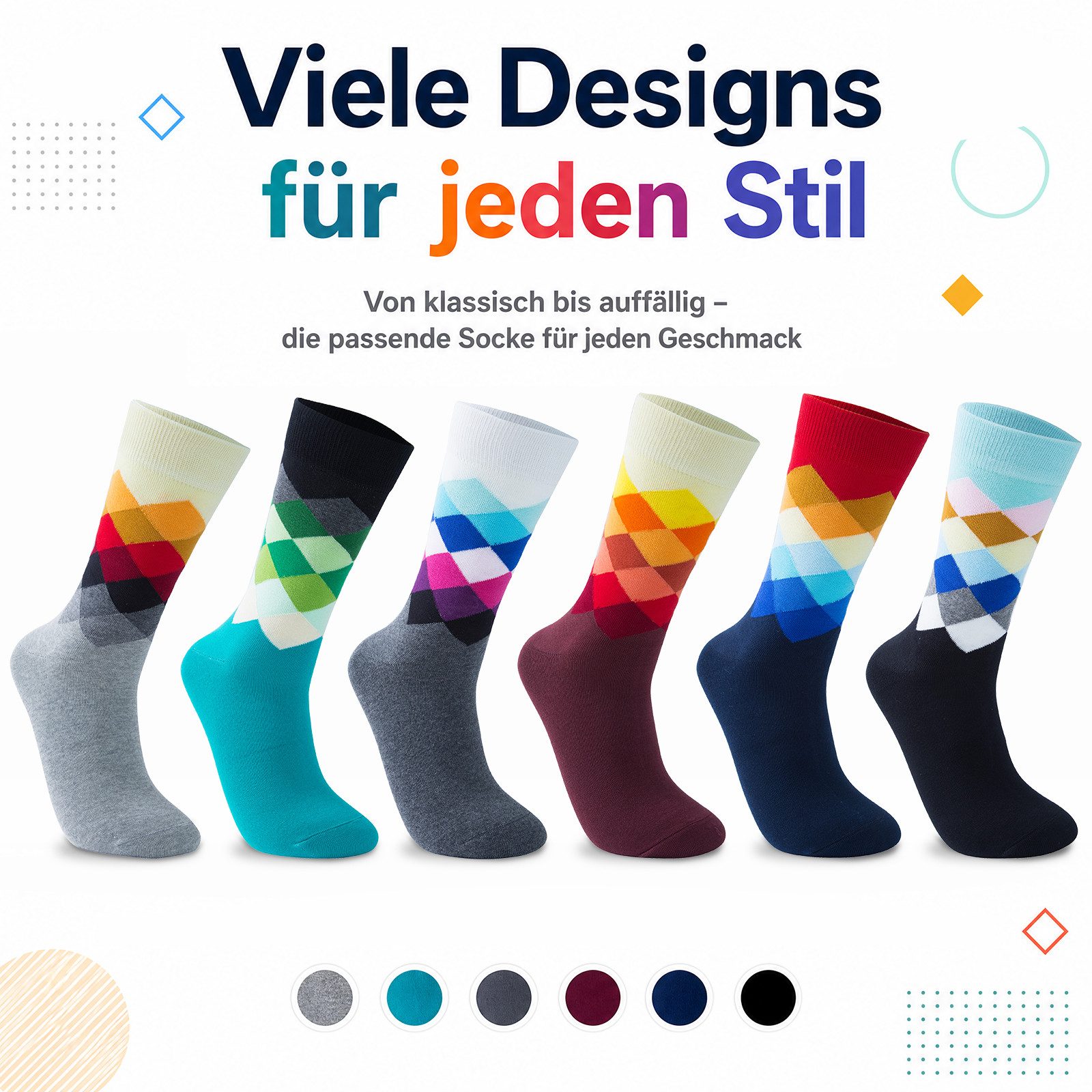 Vkele Businesssocken Bunte Socken (6-Paar) Geschenkpack einfarbige socken herrensocken, Crew Socken – Bild 2 von 5