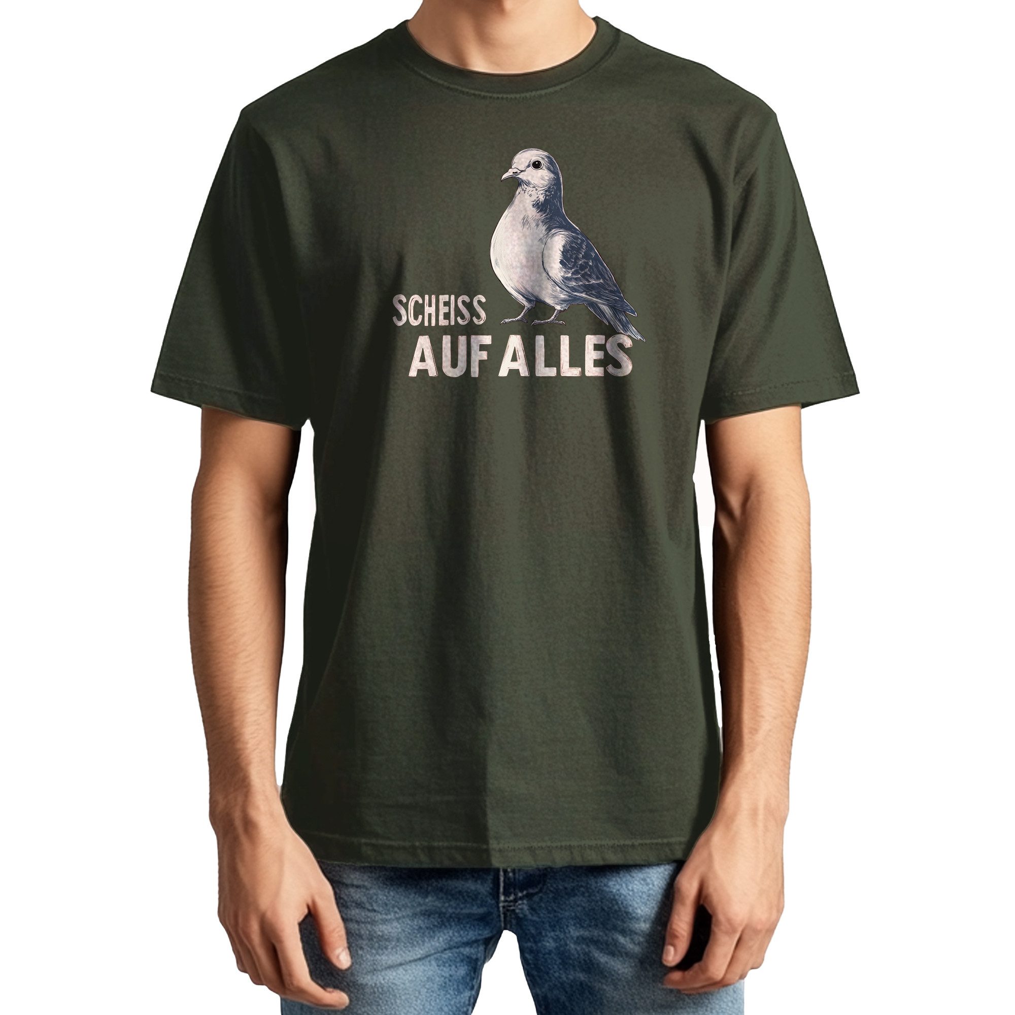 MAKAYA T-Shirt Lustiges Herrenshirt mit Spruch – Sei wie Taube Statement Shirt (Schwarz, Blau, Grün, Grau, S, M, L, XL, XXL, 3XL, 4XL, 5XL) Baumwolle