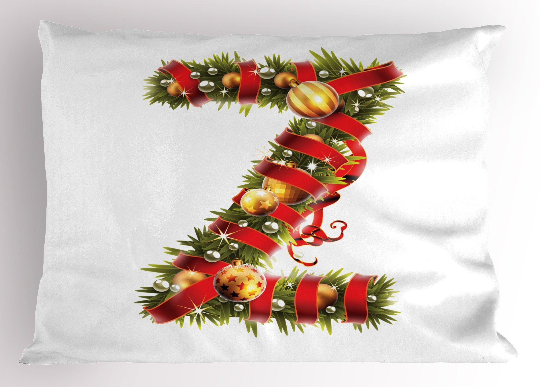 Brief Weihnachtsalphabet Kissenbezug, Size Gedruckter King Kissenbezüge Standard Symbol (1 Dekorativer Stück), Abakuhaus Z