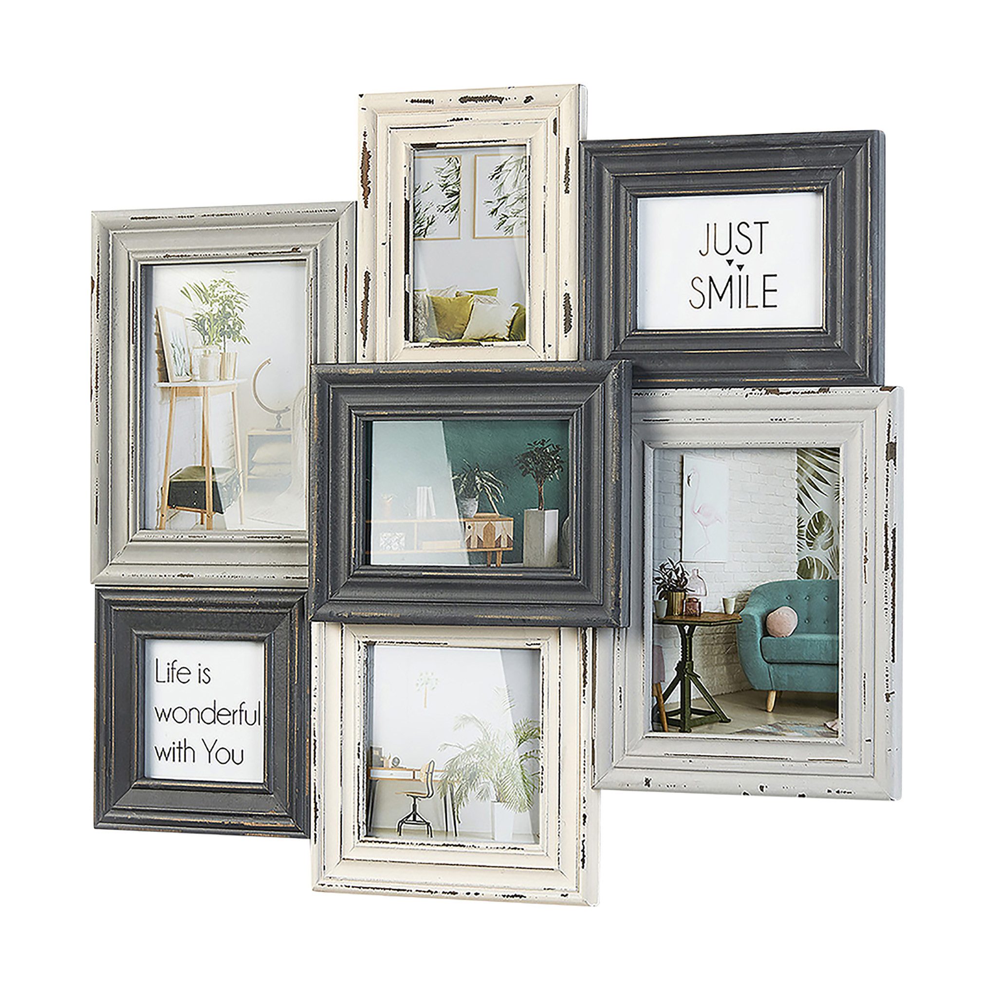 Kobolo Bilderrahmen Collage Bilderhalter Fotorahmen NOSTALGIE in weiß und g günstig online kaufen