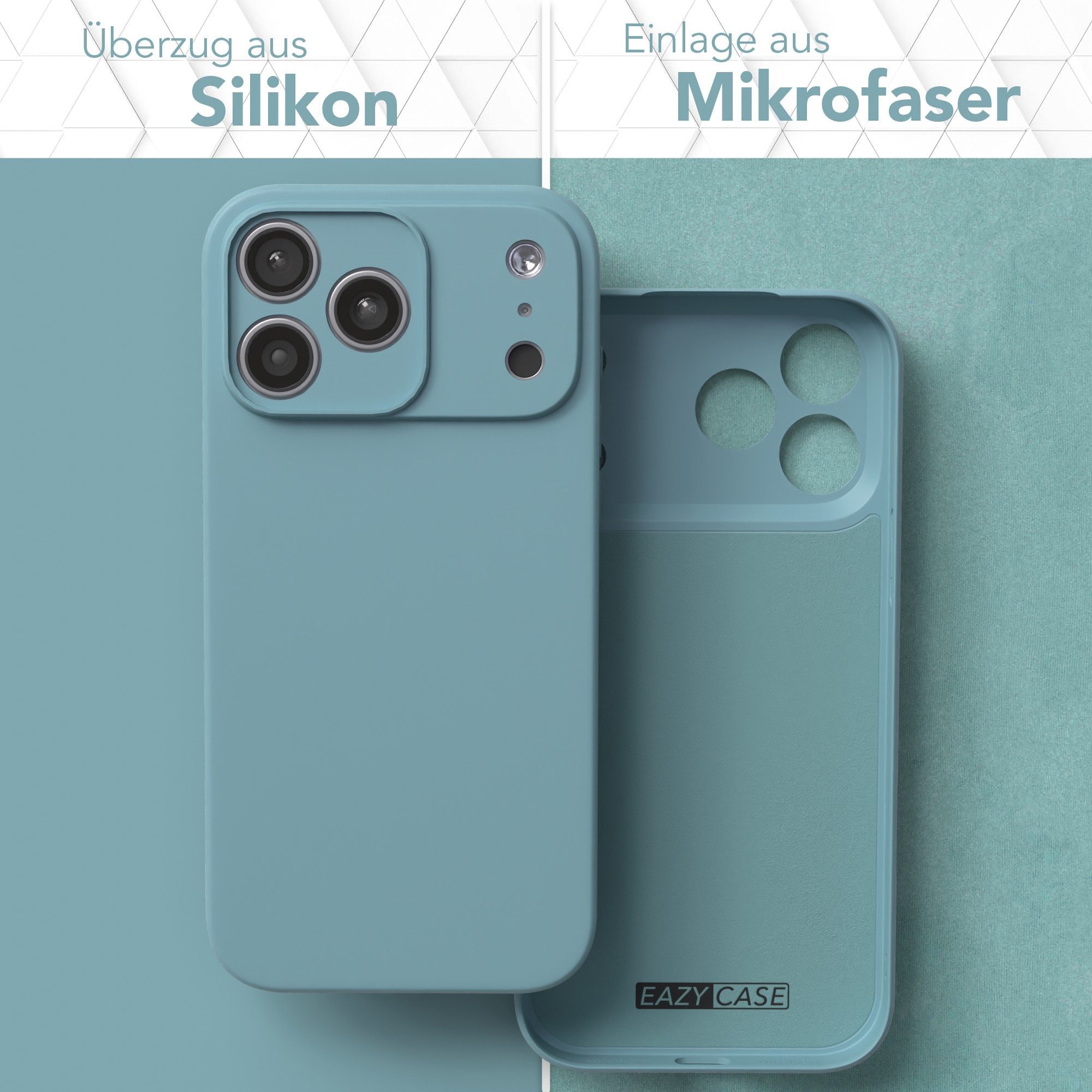 EAZY CASE Handyhülle für Apple iPhone 17 Pro Max Hülle Silikon 6,9 Zoll, TPU Silikon Bumper Case stoßfest Slimcover Schutzhülle Etui Blaugrün