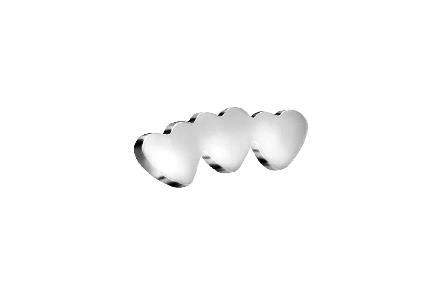 Piercing-Set Titan Schraubaufsatz mit Außengewinde 3 HERZEN