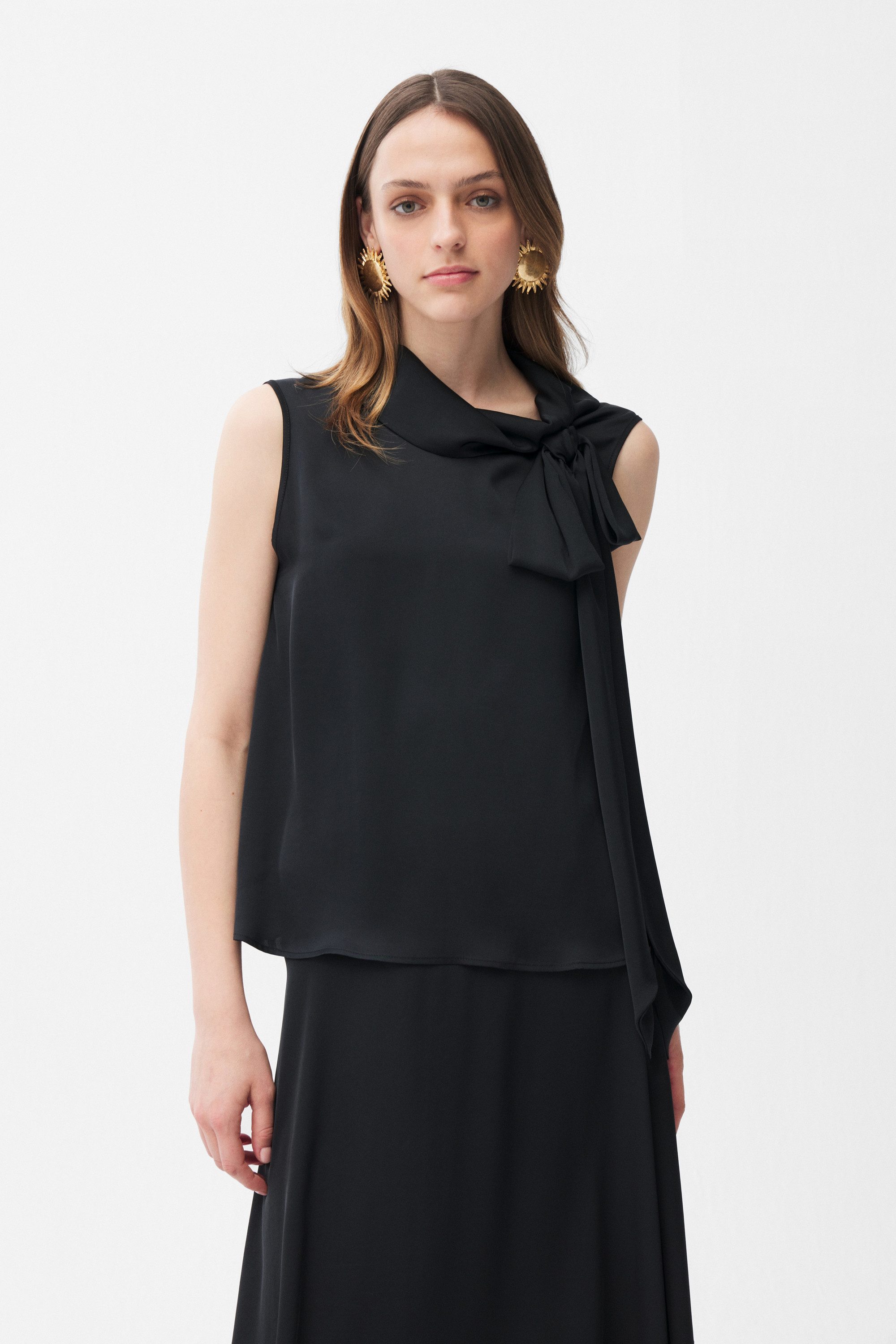 adL Blusentop Ärmellose Bluse mit Schluppe