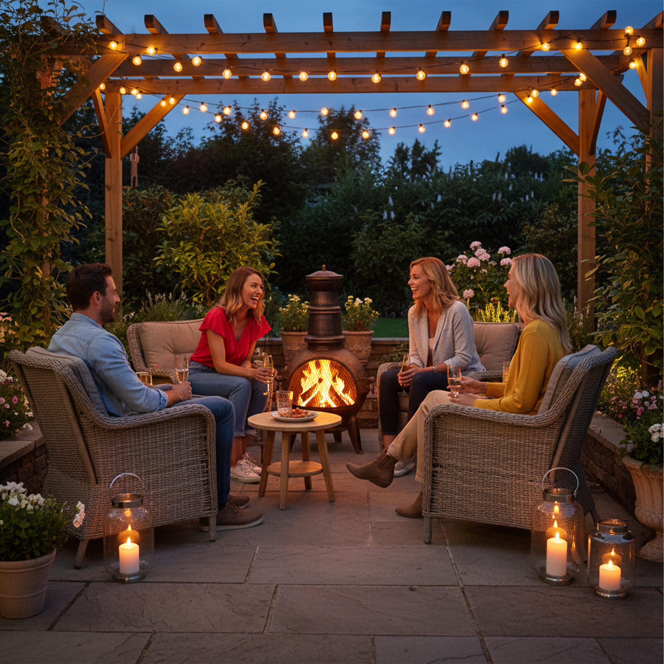 relaxdays Feuerkorb Terrassenofen in Bronze