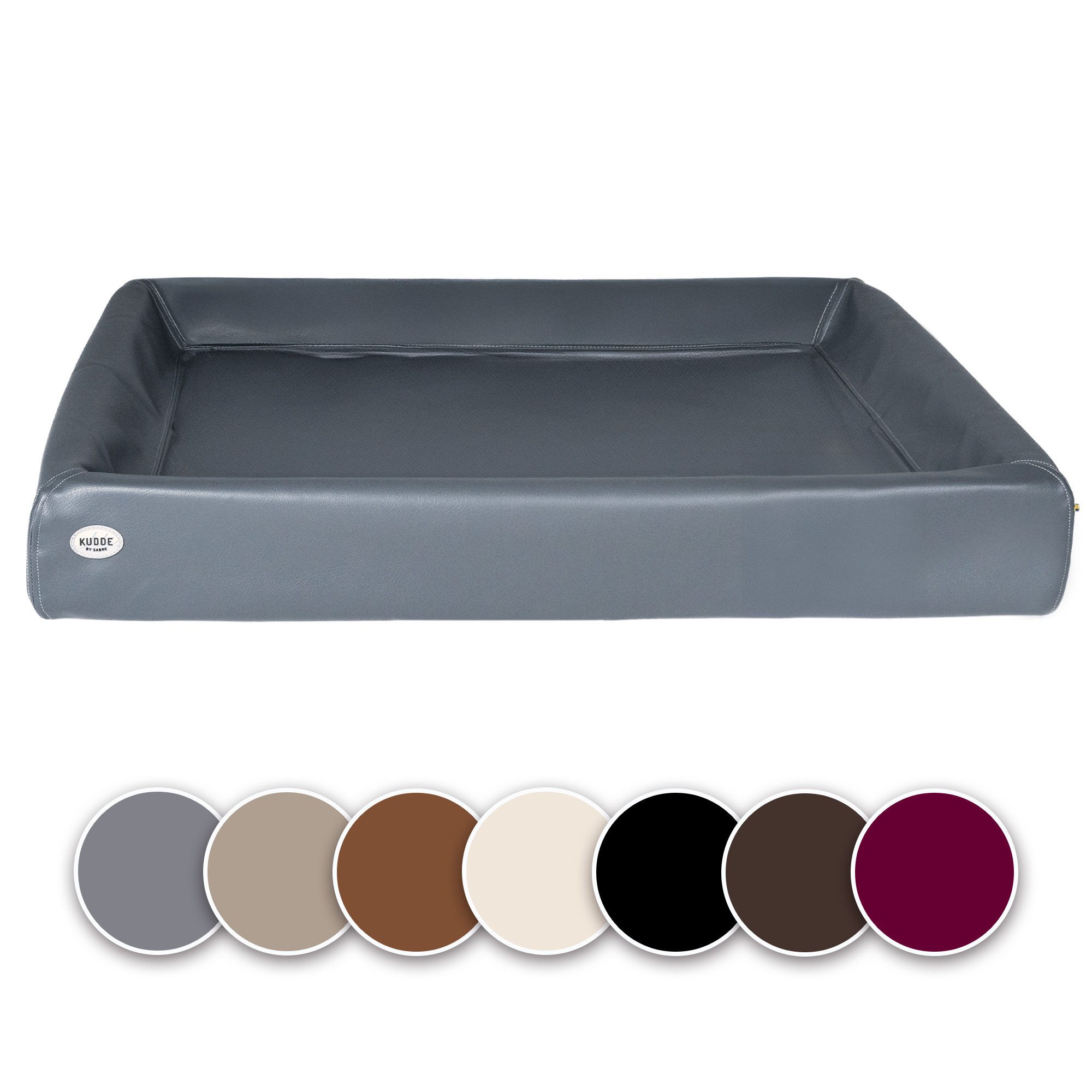SABRO Hundekorb KUDDE Orthopädisch - Waschbar & Wasserabweisend - Ergonomisch aus, Kunstleder, Premium Hundebett mit wechselbarem Bezug für jede Hundegröße