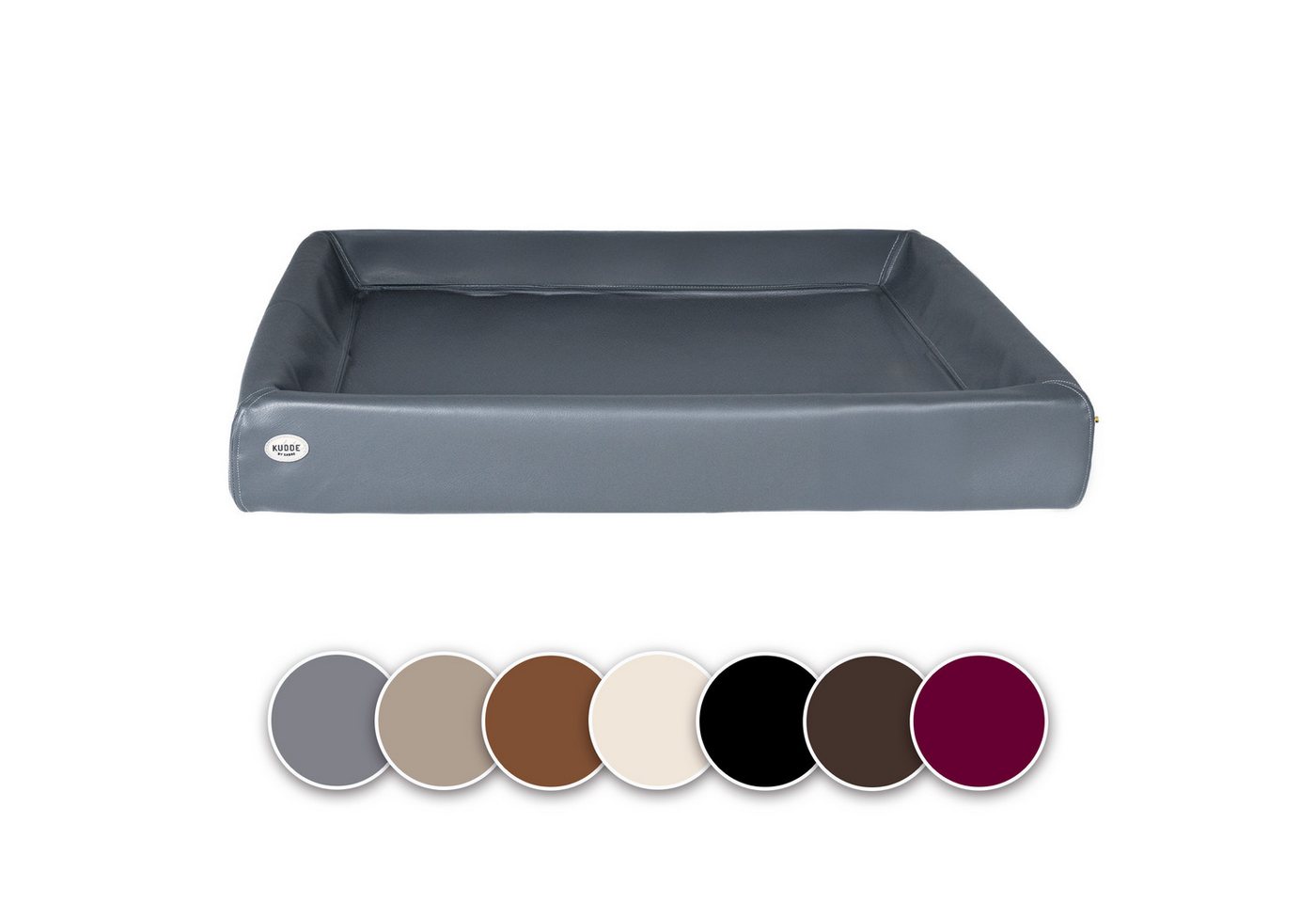 SABRO Hundekorb KUDDE Orthopädisch - Waschbar & Wasserabweisend - Ergonomisch aus, Kunstleder, Premium Hundebett mit wechselbarem Bezug für jede Hundegröße