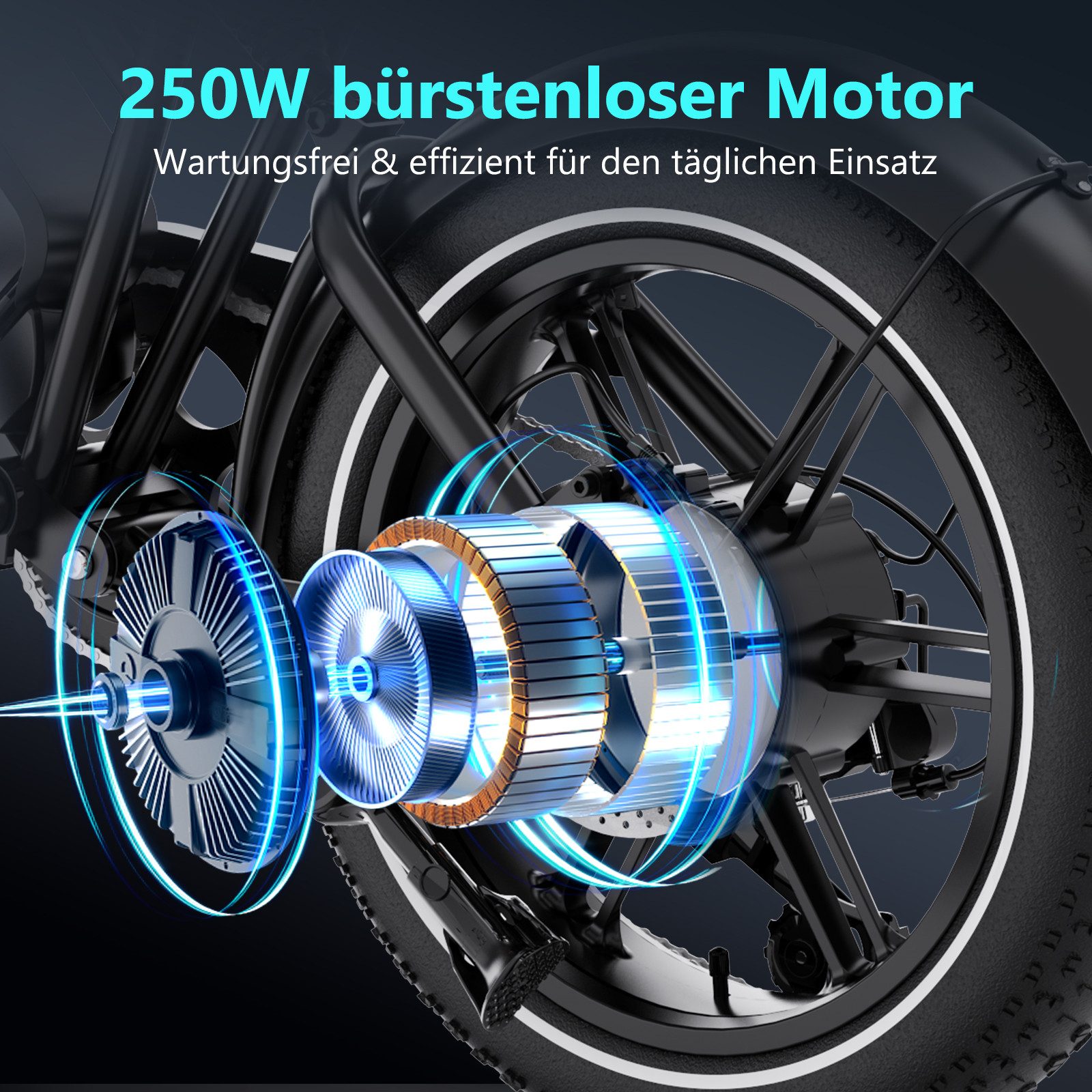 RCB E-Bike Pedelec G19 mini Elektrofahrrad,16x4,0Zoll,Richweite 70-100KM,36V 13Ah,APP&NFC, 7 Gang, Heckmotor, 468 Wh, 630W Spitzenleistung, Drehmomentsensor, bi – Bild 3 von 5