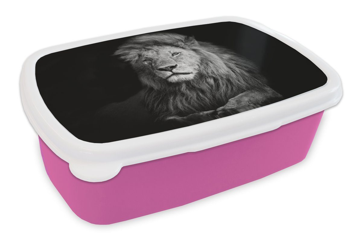 MuchoWow Lunchbox Tiere - Spiel - Porträt, Kunststoff, (2-tlg), Brotbox für Erwachsene, Brotdose Kinder, Snackbox, Mädchen, Kunststoff rosa
