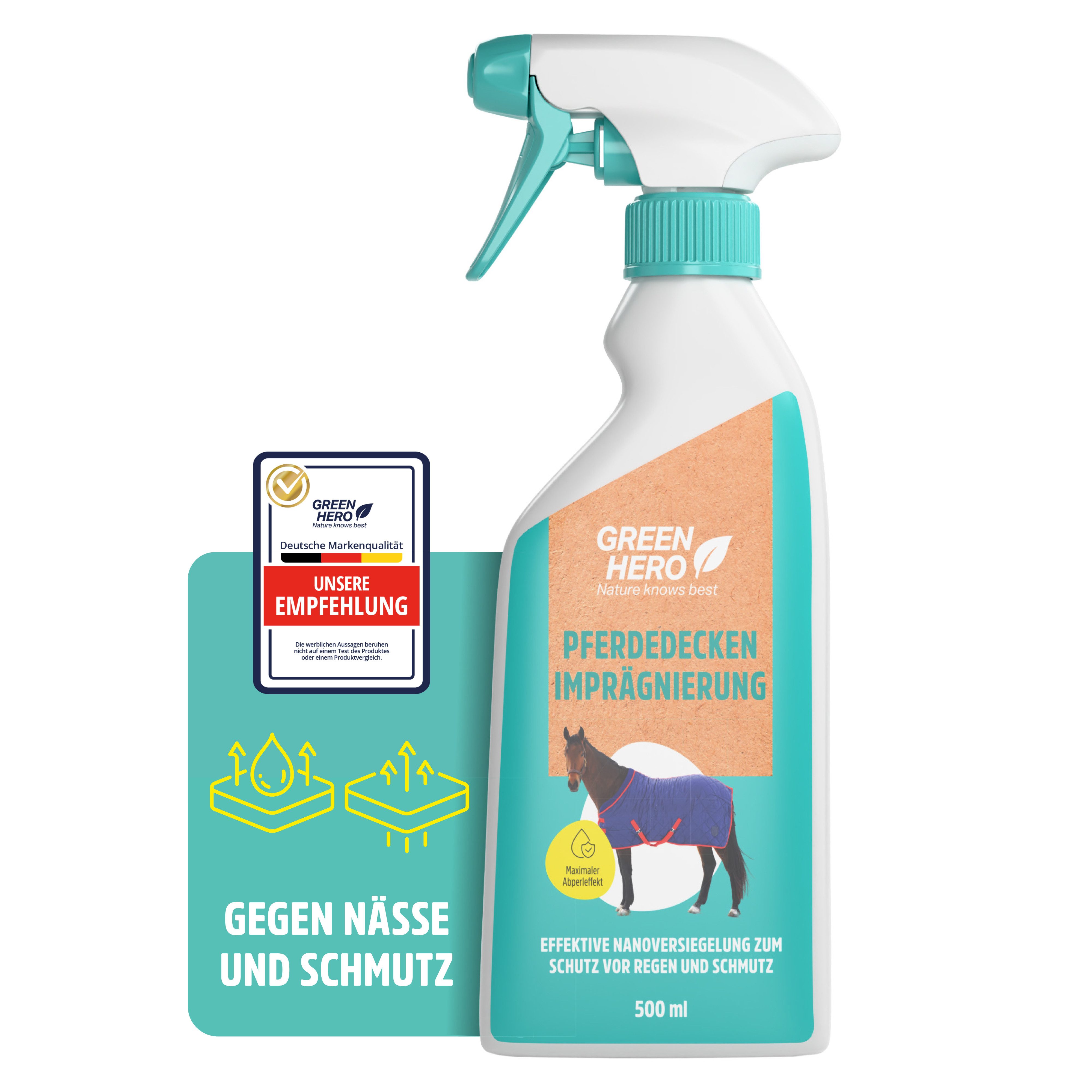 GreenHero Pferdedecken Imprägnierspray für Outdoordecken Imprägnierspray, Gegen Schmutz und Feuchtigkeit, Ohne Treibgas