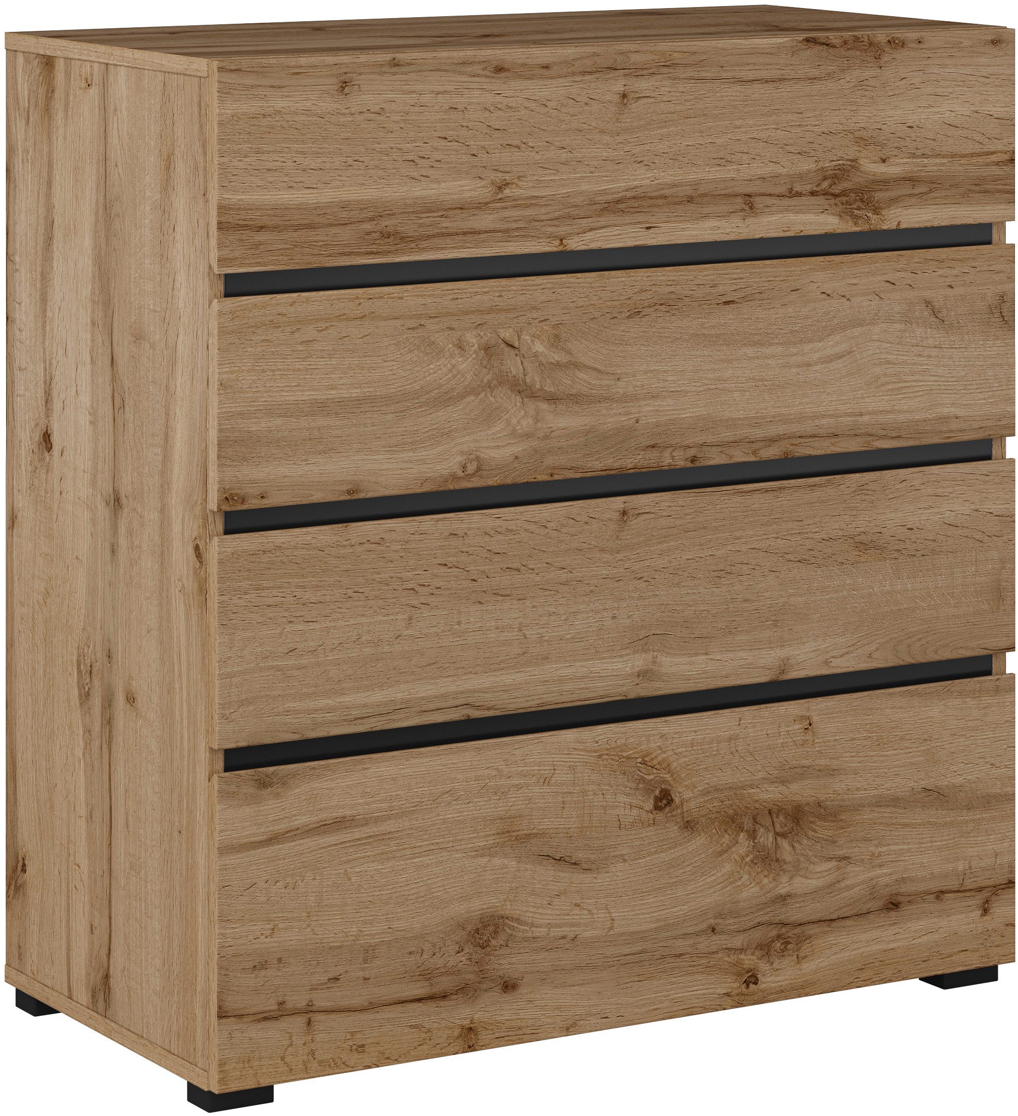 Home affaire Schubkastenkommode Cross, moderne grifflose Kommode, 80x40x85cm (BxTxH), Schubladenschrank, Sideboard mit 4 Schubkasten