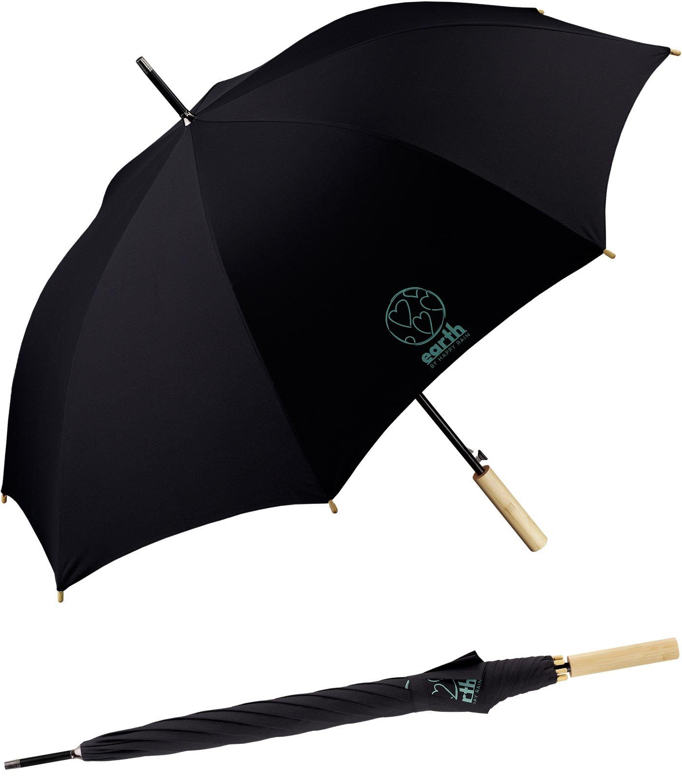 Damen Regenschirme HAPPY RAIN Langregenschirm Earth - nachhaltiger Schirm mit Auf-Automatik, gut geschützt etwas für die Umwelt 