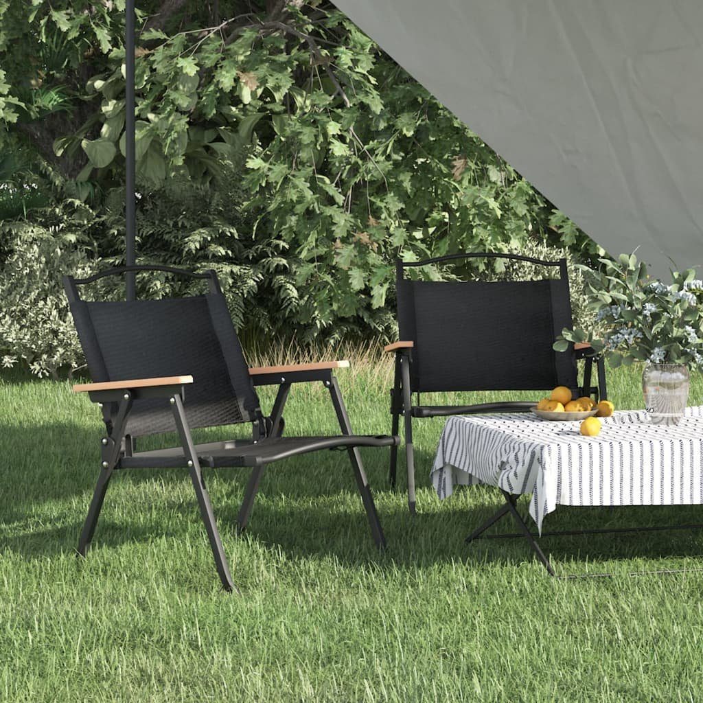 furnicato Gartenstuhl 2 54x43x59 cm Schwarz Stk. Oxford-Gewebe Campingstühle