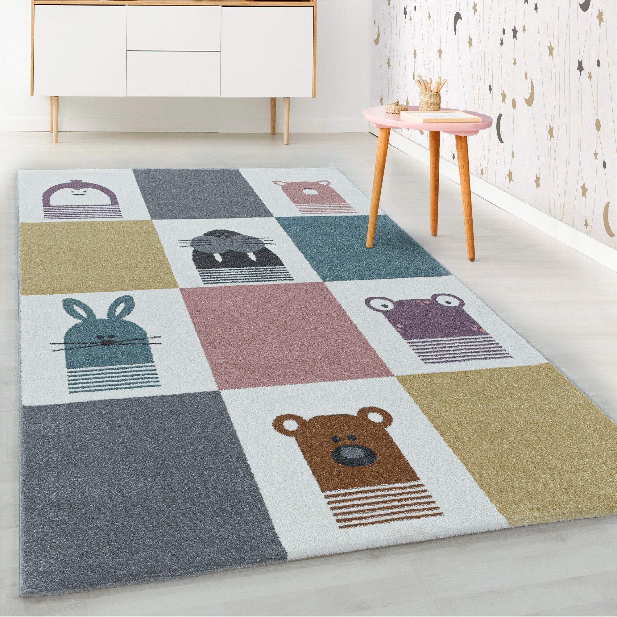 Teppich TierDesign für 11 Teppich Bunt HomebyHome, Kinderteppich Höhe: Kinderzimmer mm, Tierdesign, Rund, Kinder Teppich