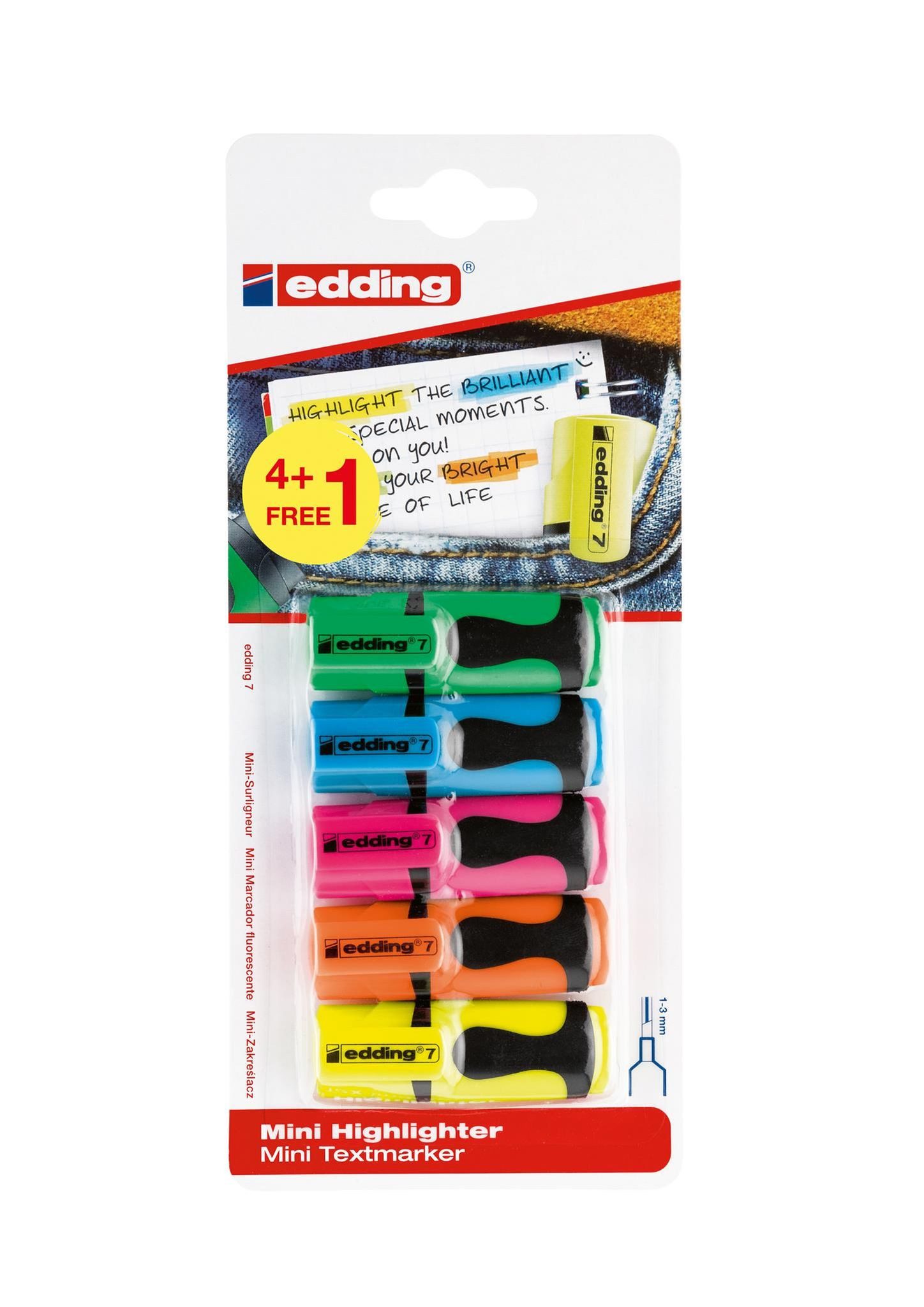 edding Marker Edding Mini Textmarker 7 5er-Blister sortiert BTS