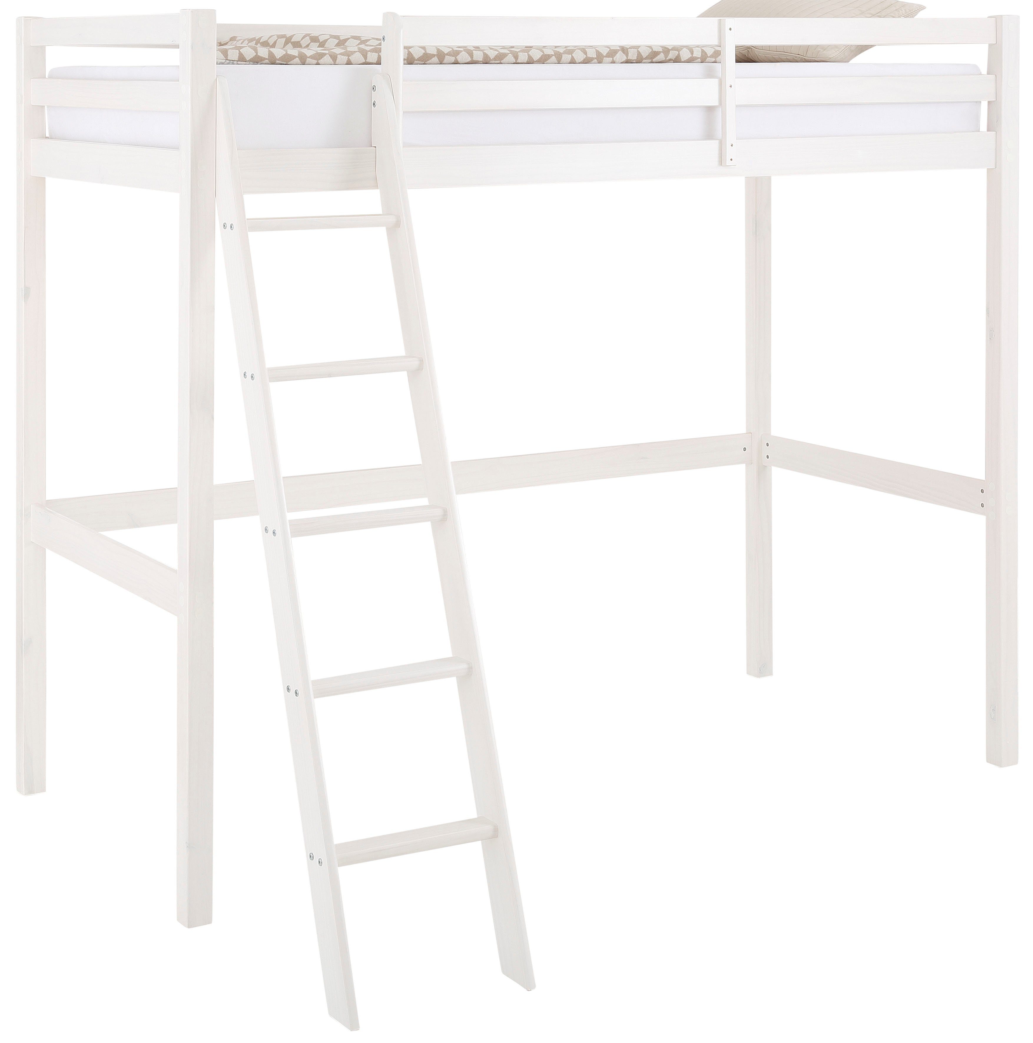 OTTO home Kinderbett Alpi, Leiter links oder rechts montierbar, Hochbett, Kiefernholz, Inklusive Leiter und Lattenrost, Liegefläche 90x200 cm