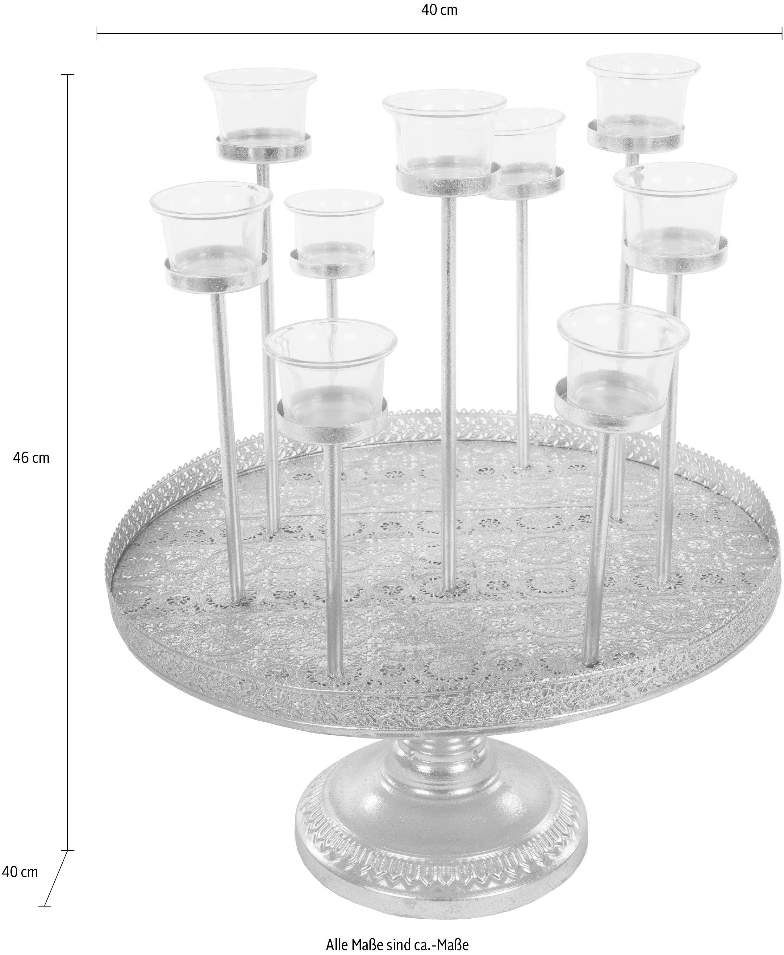Myflair Möbel & Accessoires Teelichthaltern, 8 Wohnzimmer Muki, Fuß, cm, rund, 40 Dekotablett mit Metall, Ø silber, Tablett mit