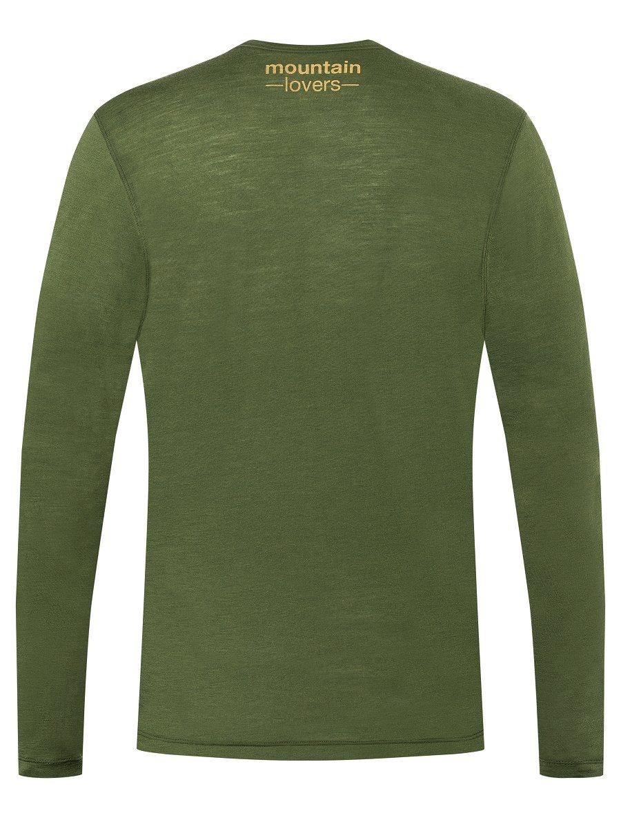 Rifle Longsleeve funktioneller Langarmshirt SUPER.NATURAL Green/Cumin LONG Merino DAY M LS Merino-Materialmix ALL