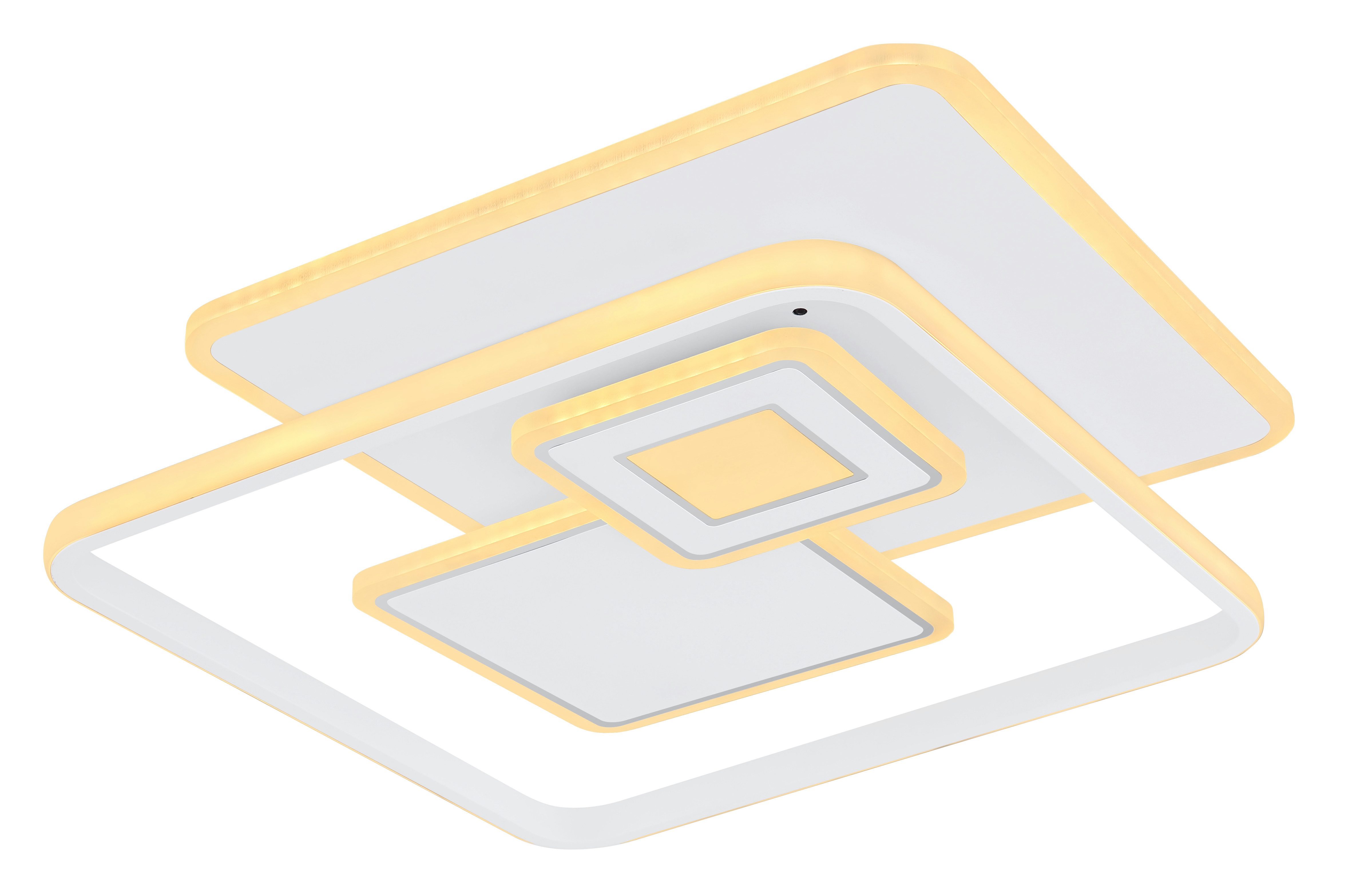 GLOBO LIGHTING LED Deckenleuchte RODERICK, Dimmfunktion, Memoryfunktion, Nachtlichtfunktion, mehrere Helligkeitsstufen, LED fest integriert, Deckenlampe/quadratisch/Wohnzimmer/Schlafzimmer/modern