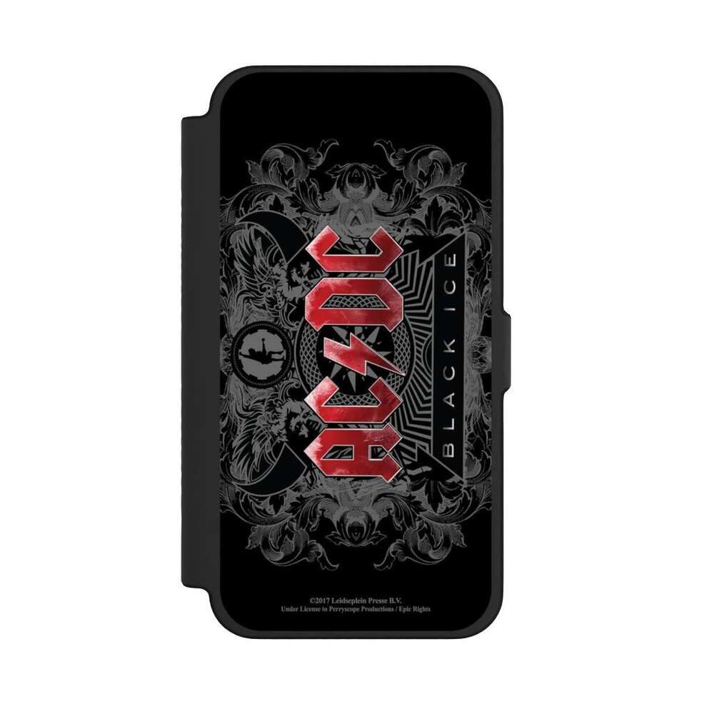 NIVOCASE Handyhülle ACDC Fanartikel Black Ice ACDC black ice, Apple iPhone 12 Pro Max Klapphülle Handyhülle aus Kunst Leder