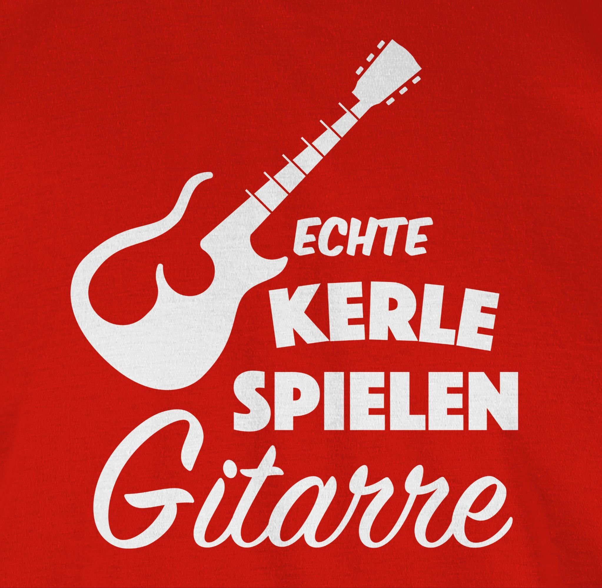 Instrument T-Shirt Zubehör spielen Gitarre Kerle Shirtracer Musik 3 Rot Echte