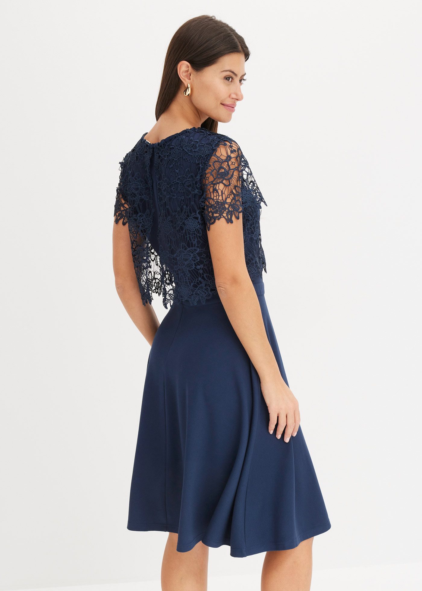 bonprix Midikleid für besondere Anlässe, ausgestellte Passform, mit Spitzen günstig online kaufen
