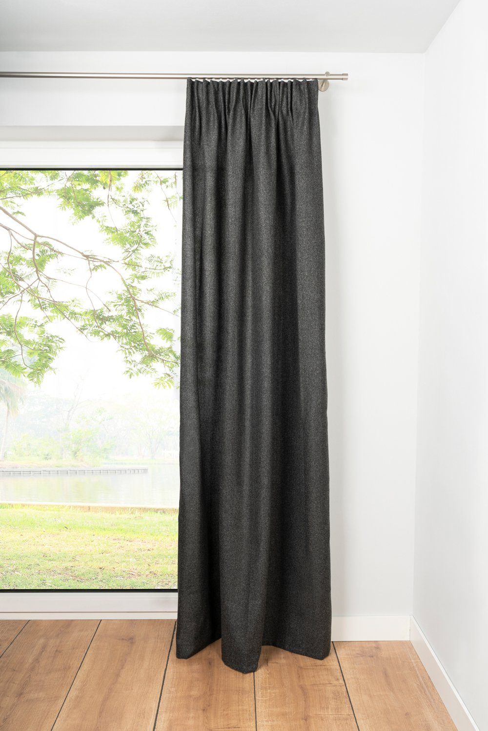 Vorhang Chalet, ondeco, verdeckte Schlaufen (1 St), 100% Polyester, moderner Schlaufenschal Schwarz
