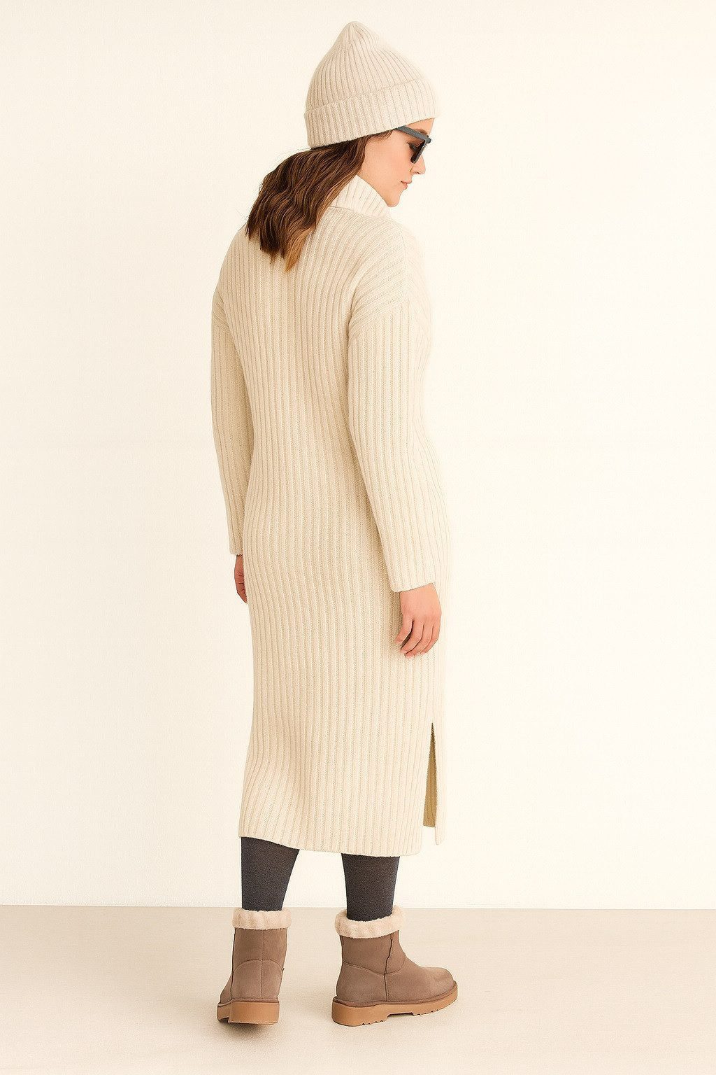 OriginalYou Strickkleid Damen Kleid aus Strick mit Rollkragen Grobstrick, geeignet ab einer Körpergröße von 1,70