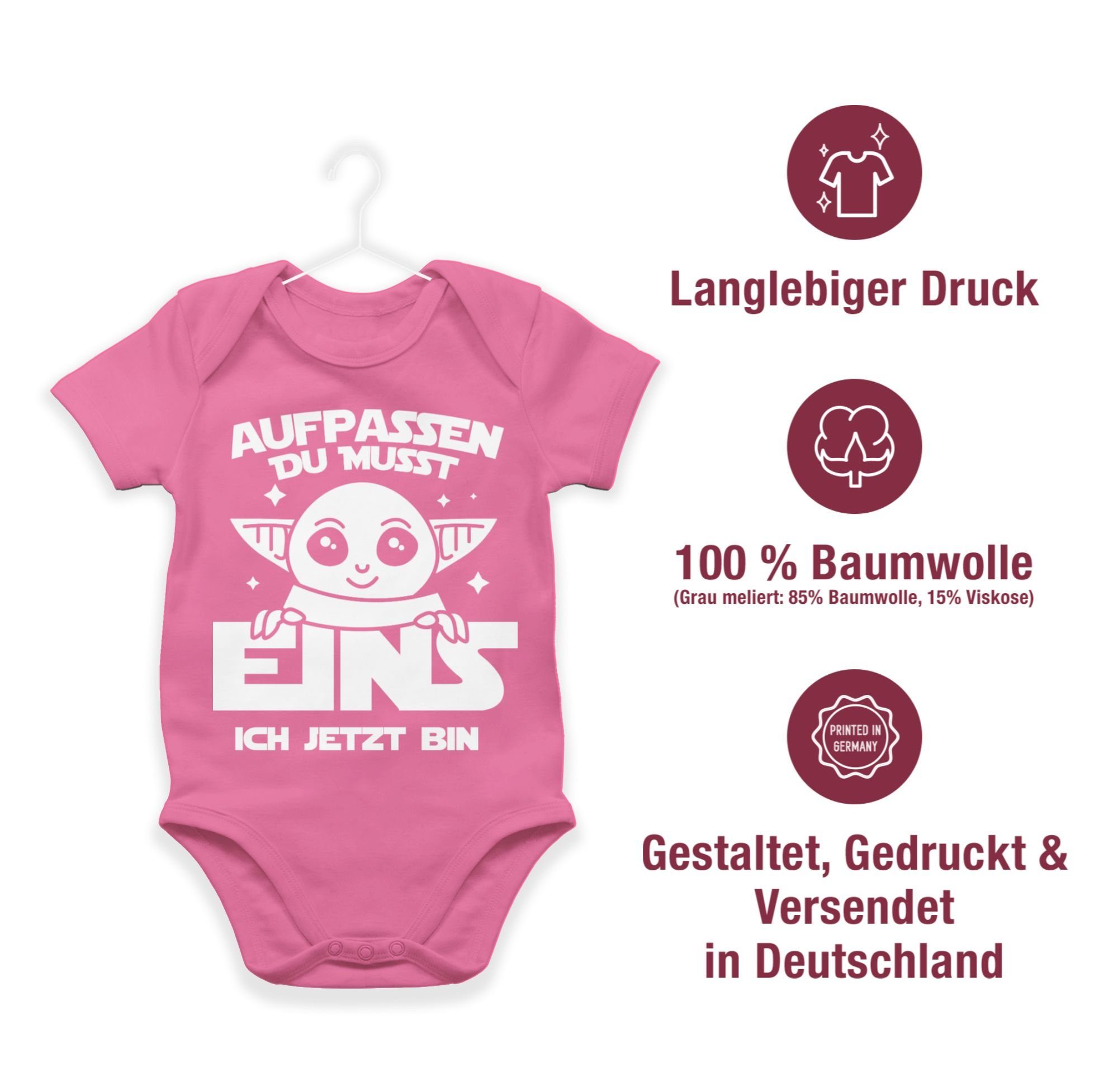 Shirtracer Shirtbody Aufpassen du eins 3 musst jetzt Pink 1. ich Geburtstag bin