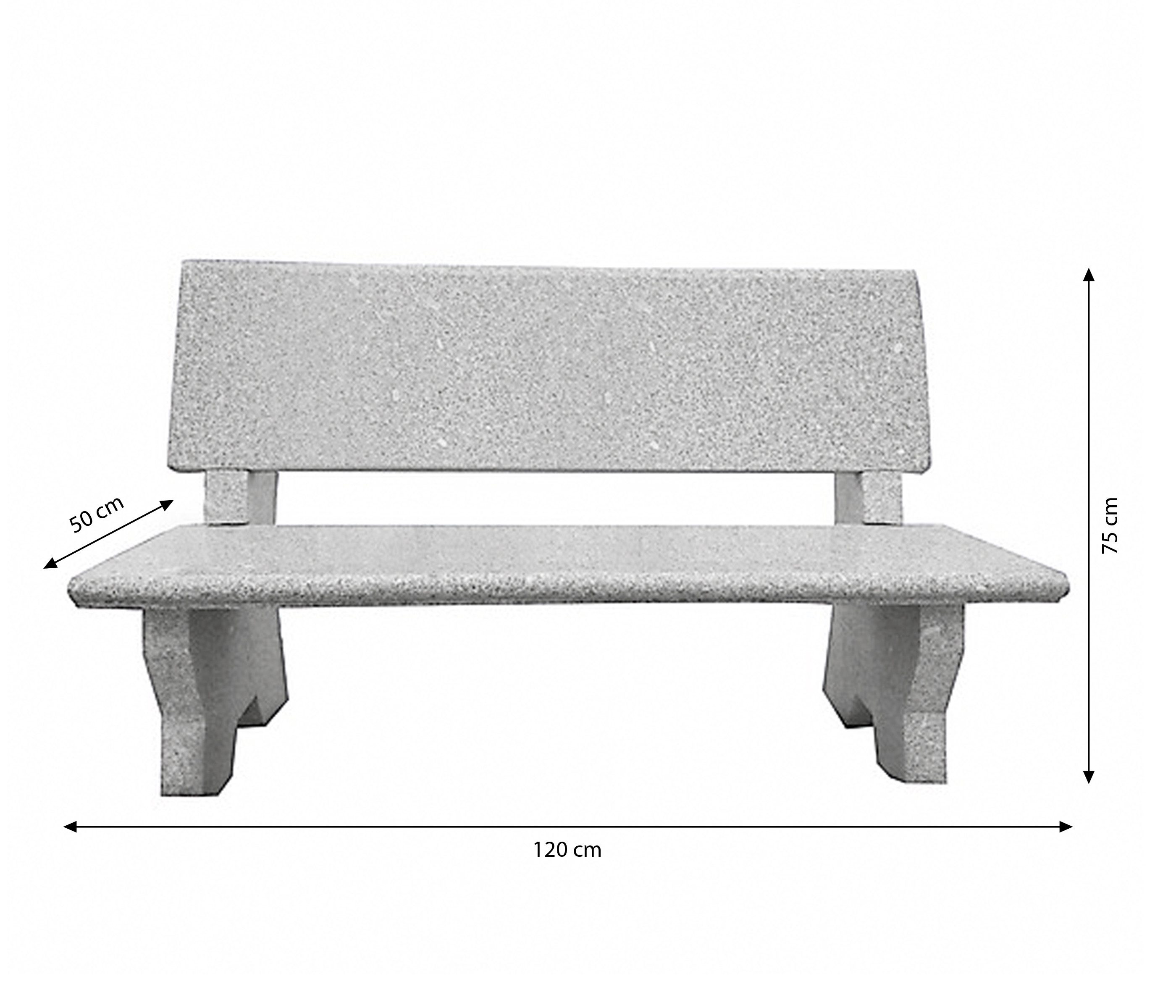 Dehner Gartenbank 2-Sitzer, 120 x 50 x 75 cm, Granit, robuste und klassisch schöne Sitzbank aus Granit