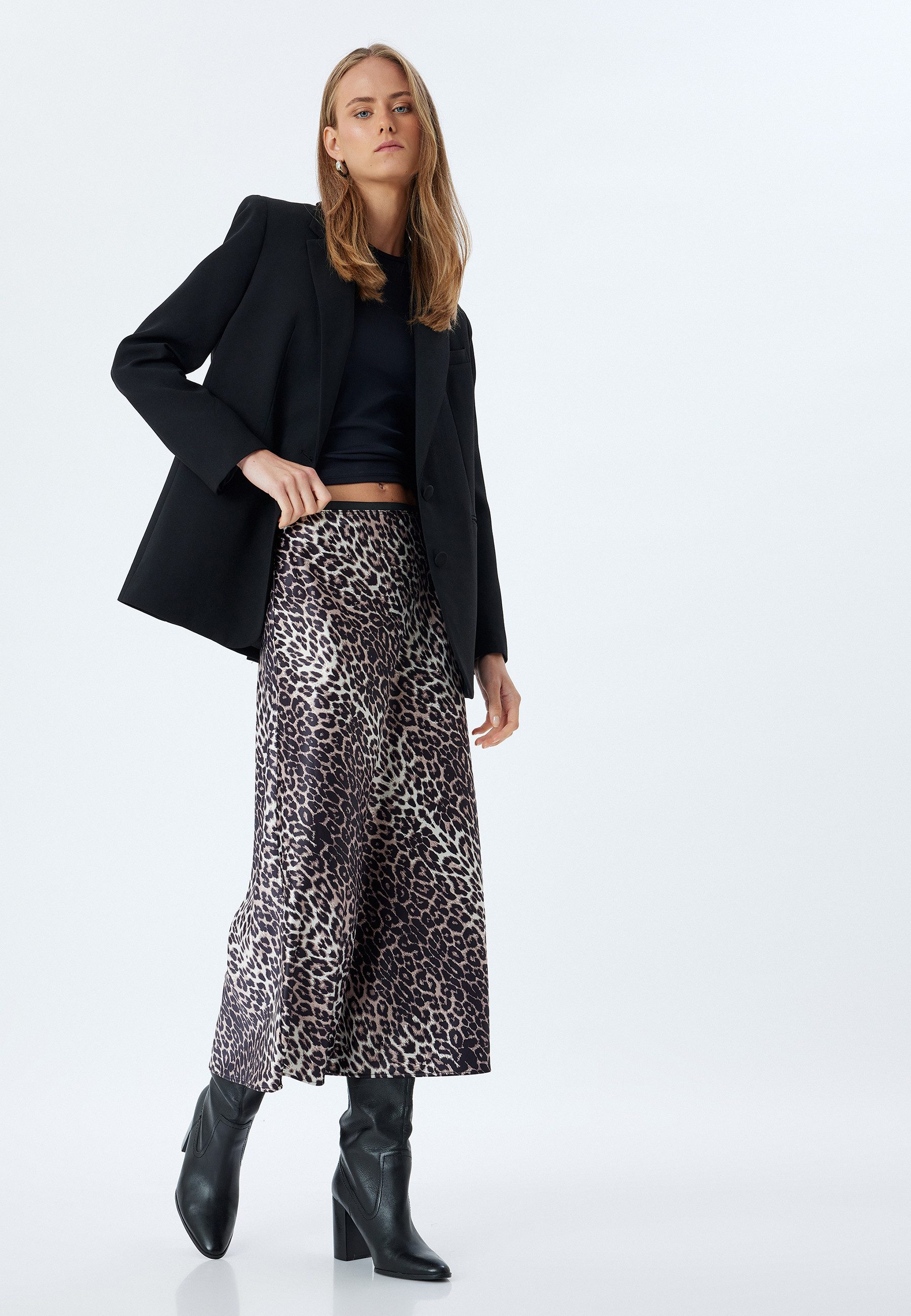 Koton Damen Leggings Mit Leoparden-Tüll-Detail – Sportliche Hose In Schwarz, Größe M