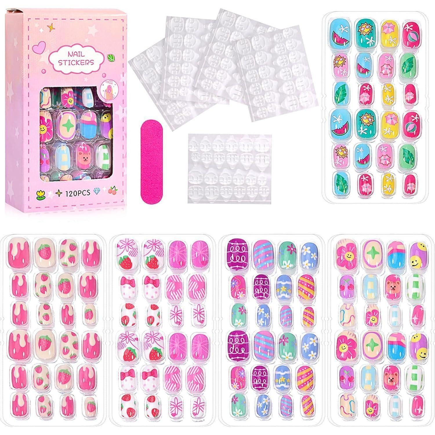 Kunstfingernägel Kunstnägel Kinder Mädchen 120Stück Jellykleber TD153-5 1 ml (1er Pack)