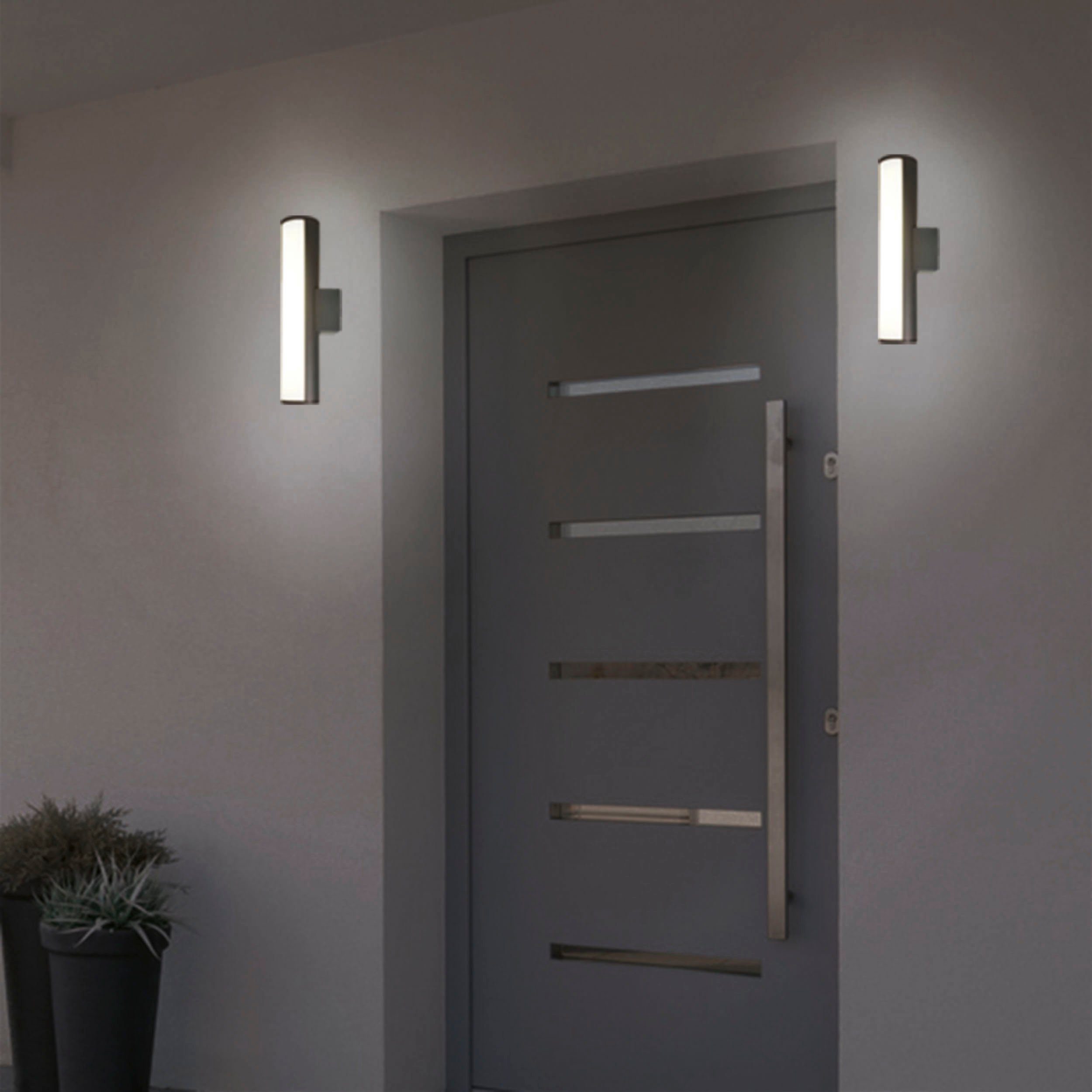 Aluminium LED Licht näve dunkelgrau Außen-Wandleuchte Flair, IP54 30cm Warmweiß, warmweißes Länge