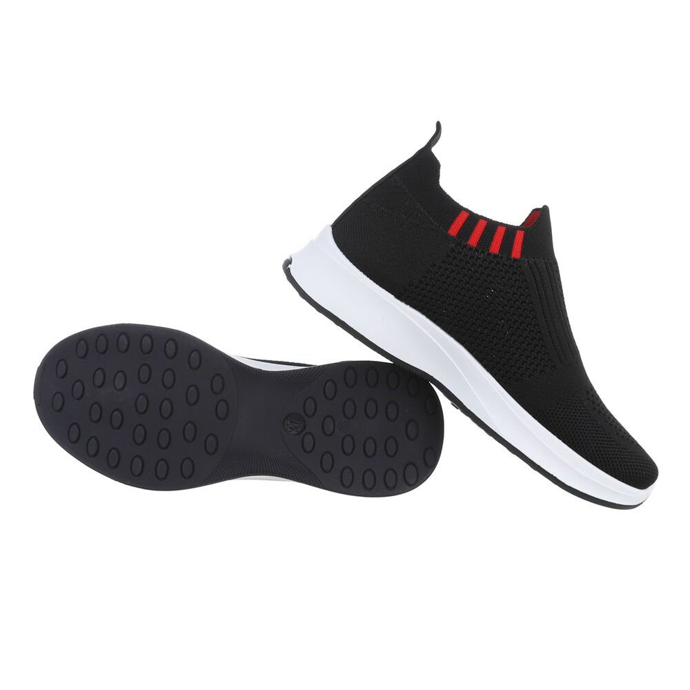 Ital-Design Damen Low-Top Freizeit Sneaker Flach Sneakers Low in Schwarz