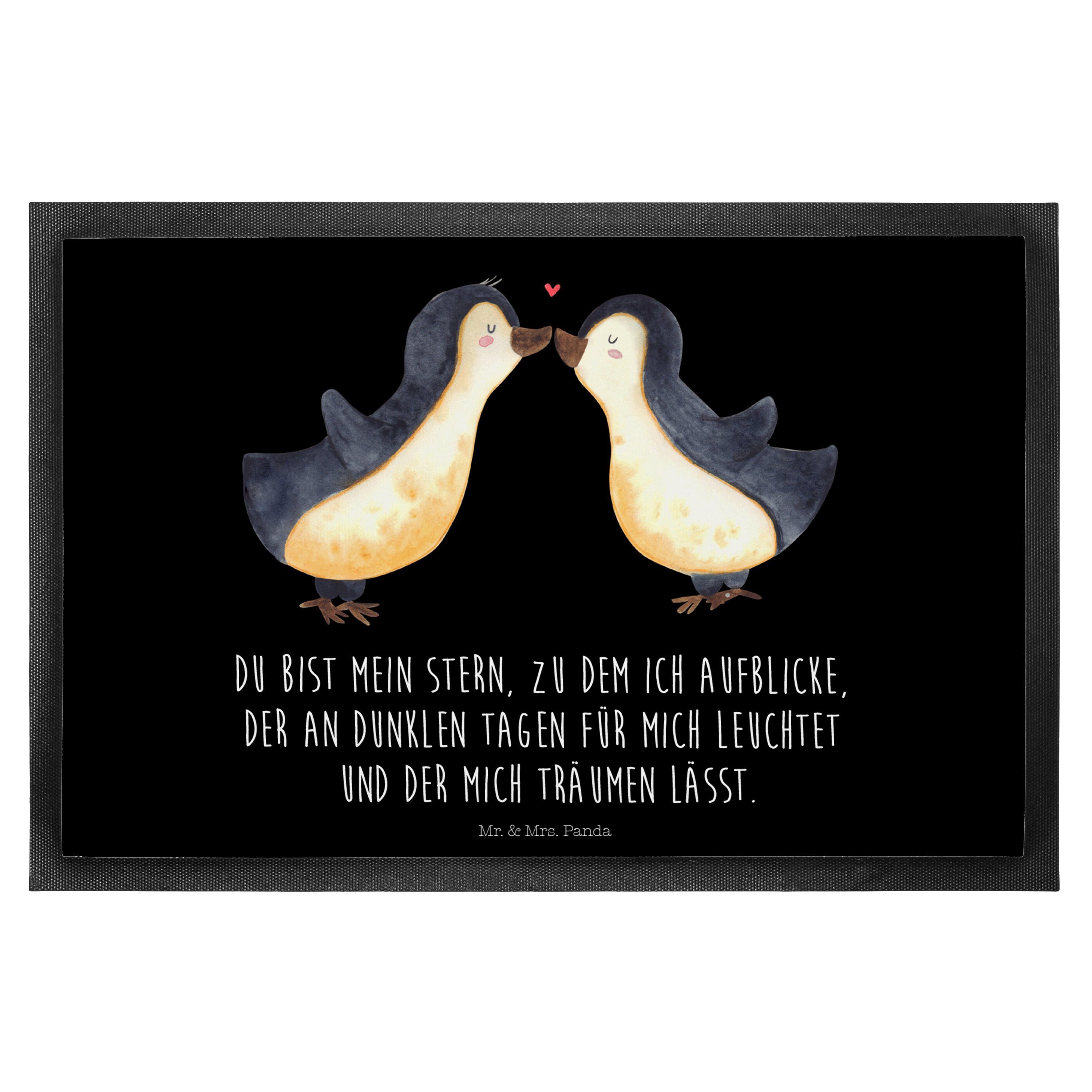 Mr. & Mrs. Panda Fußmatte Pinguin Liebe, Schmutzfangmatte 50 x 75 cm, Schwarz, Liebesspruch, Ve, Höhe: 50 mm
