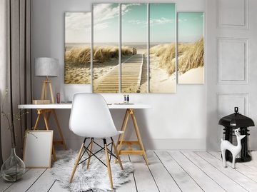 Wallarena Leinwandbild Strand Meer Natur Wohnzimmer Schlafzimmer Wandbild Modern, Landschaft (Set 5 teilig, 5 St), Wandbilder Leinwandbilder Leinwand Bilder Bild Groß Aufhängefertig