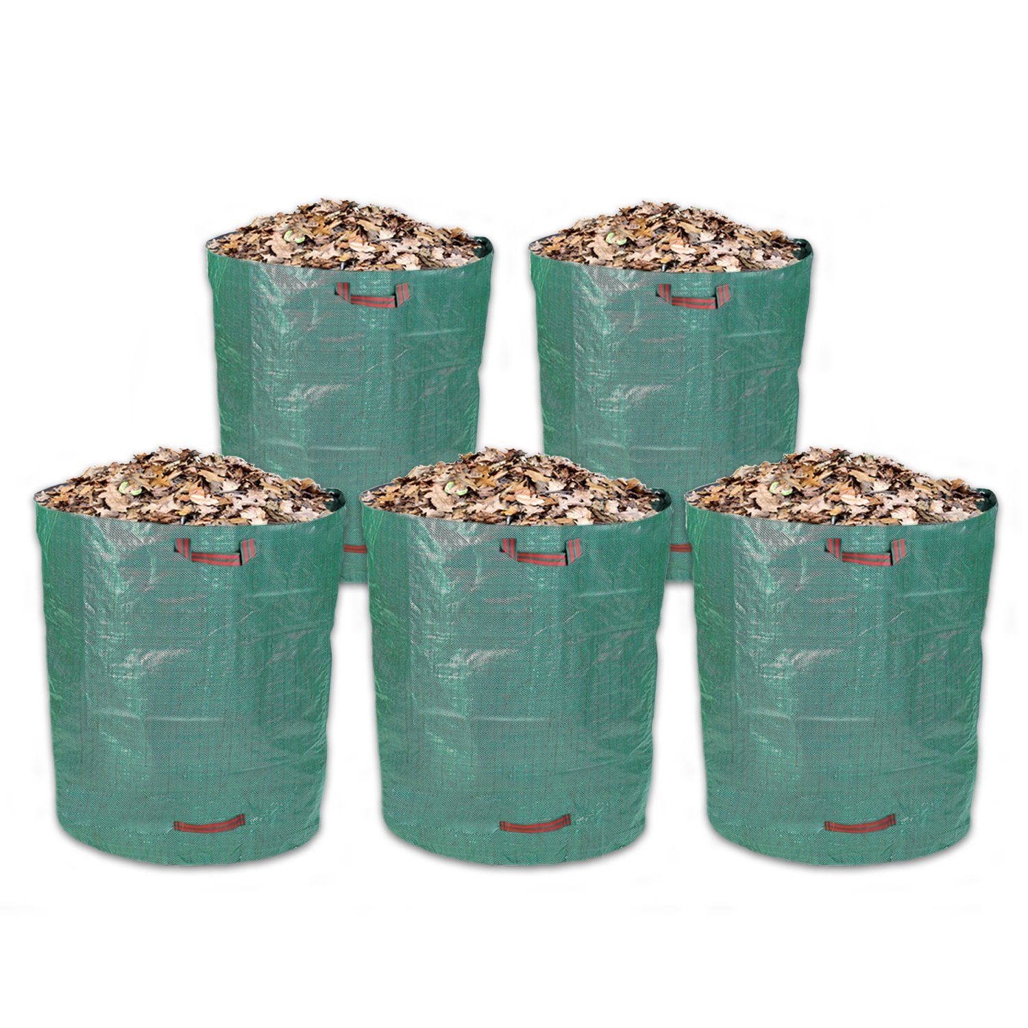 Gartensack Schramm® 5 Stück Gartensäcke 500L Grün Polypropylen Gewebe PP Gartensack Garten Sack Säcke Big Bag 500 Liter Volumen