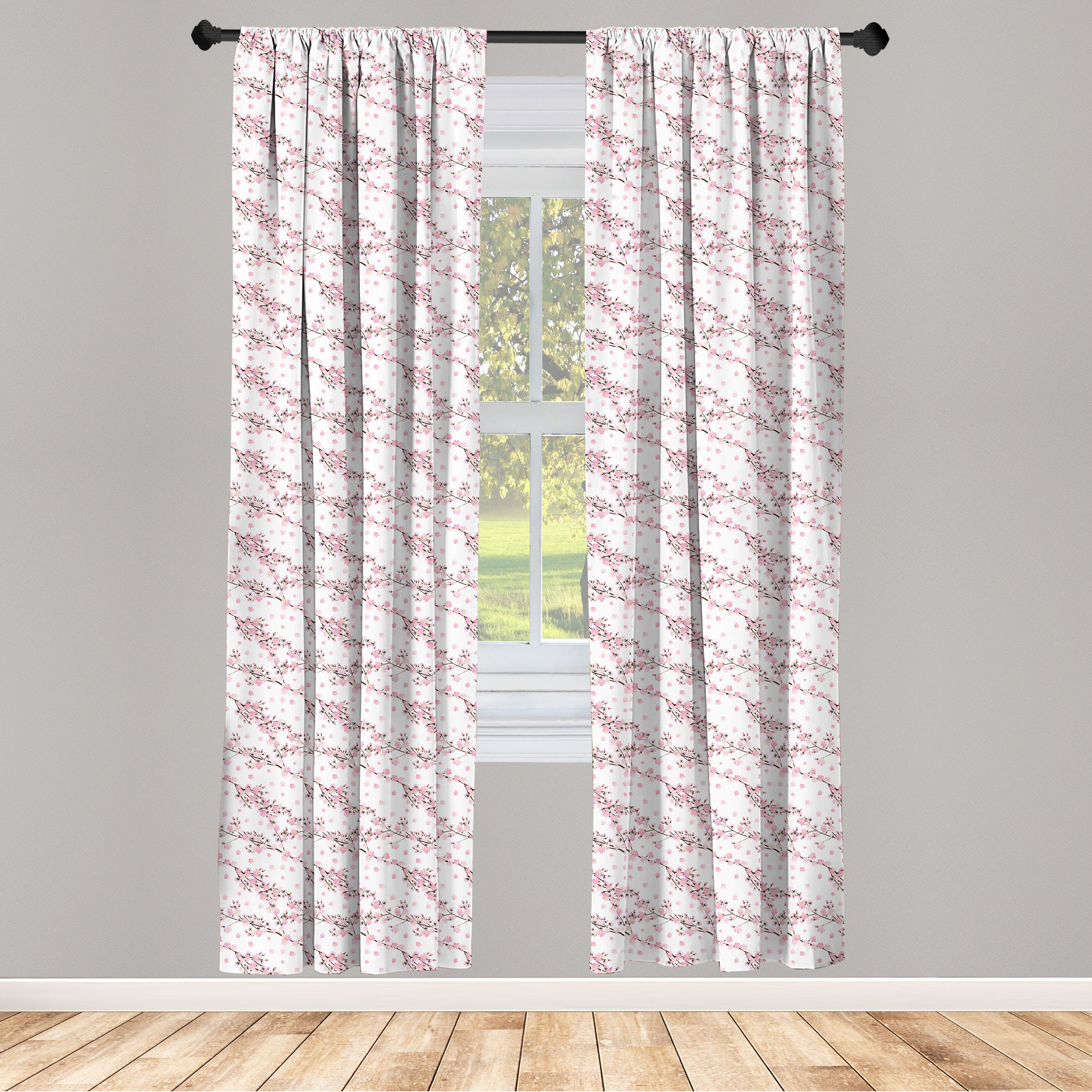 Gardine Vorhang für Wohnzimmer Schlafzimmer Dekor, Abakuhaus, Microfaser, Frühling Kirschblüten-Pastellentwurf