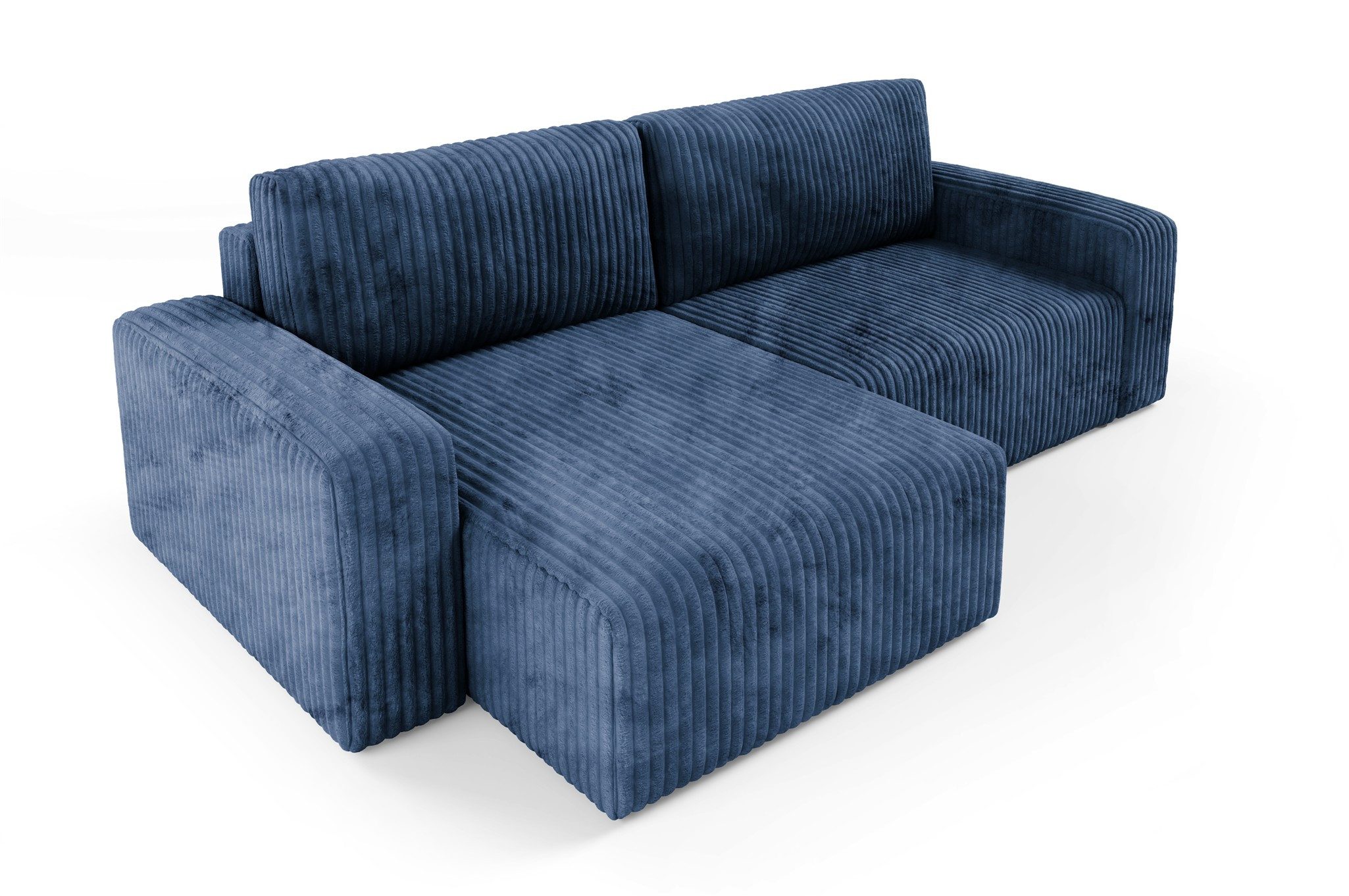 Fun Möbel Ecksofa Sofa NATALIA mit Schlaffunktion in Velourstoff Tilia, Rundumbezug, Ottomane Links oder Rechts