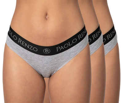 Paolo Renzo Slip Sports-Collection Atmungsaktive & Hautsympatische Damen Slips (3-St) Sport Slips aus hochwertiger Baumwolle