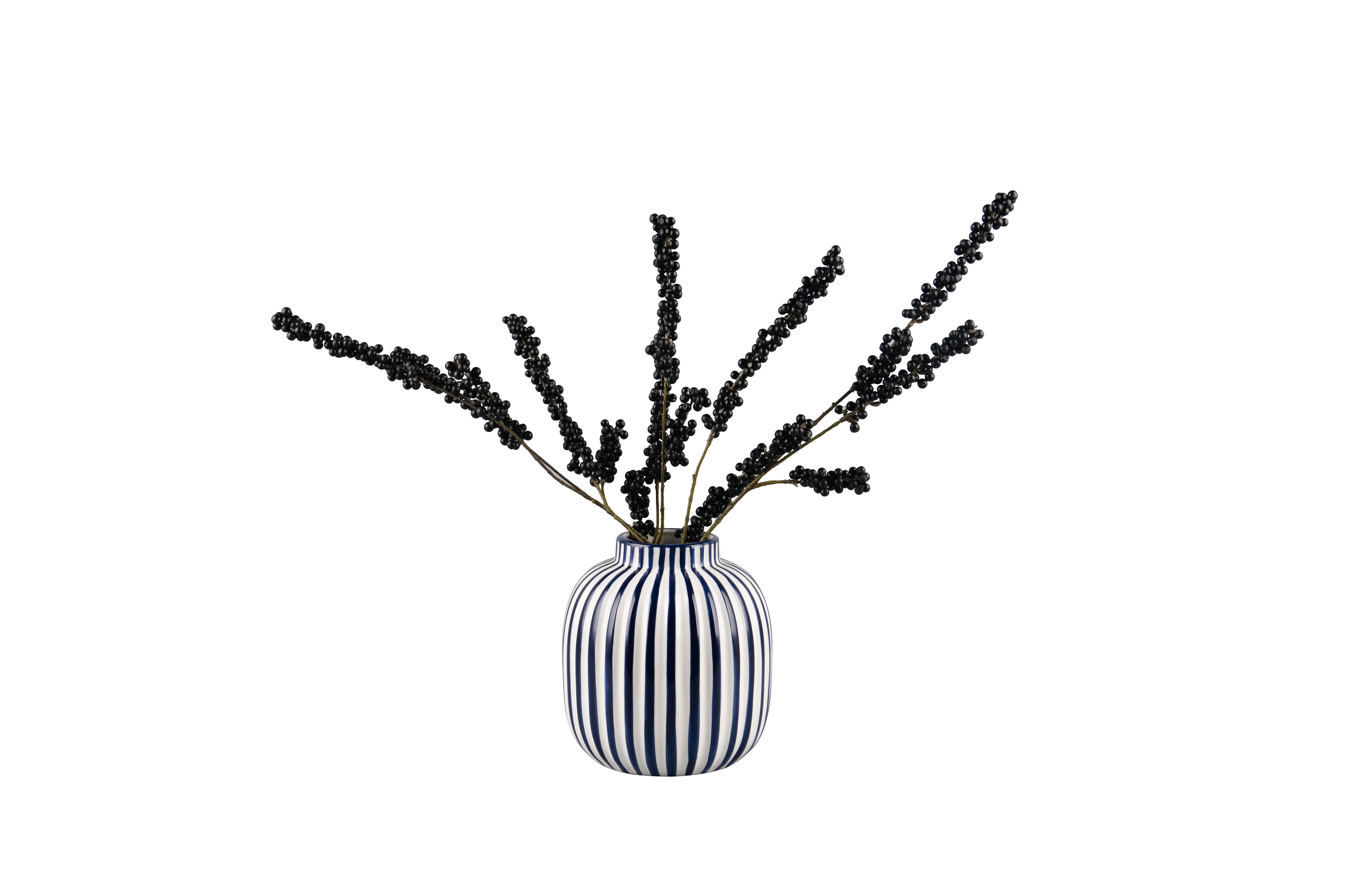 furnling Dekovase Savi, Vase mit blauen Streifen, aus hochwertiger Keramik, Höhe 21 cm