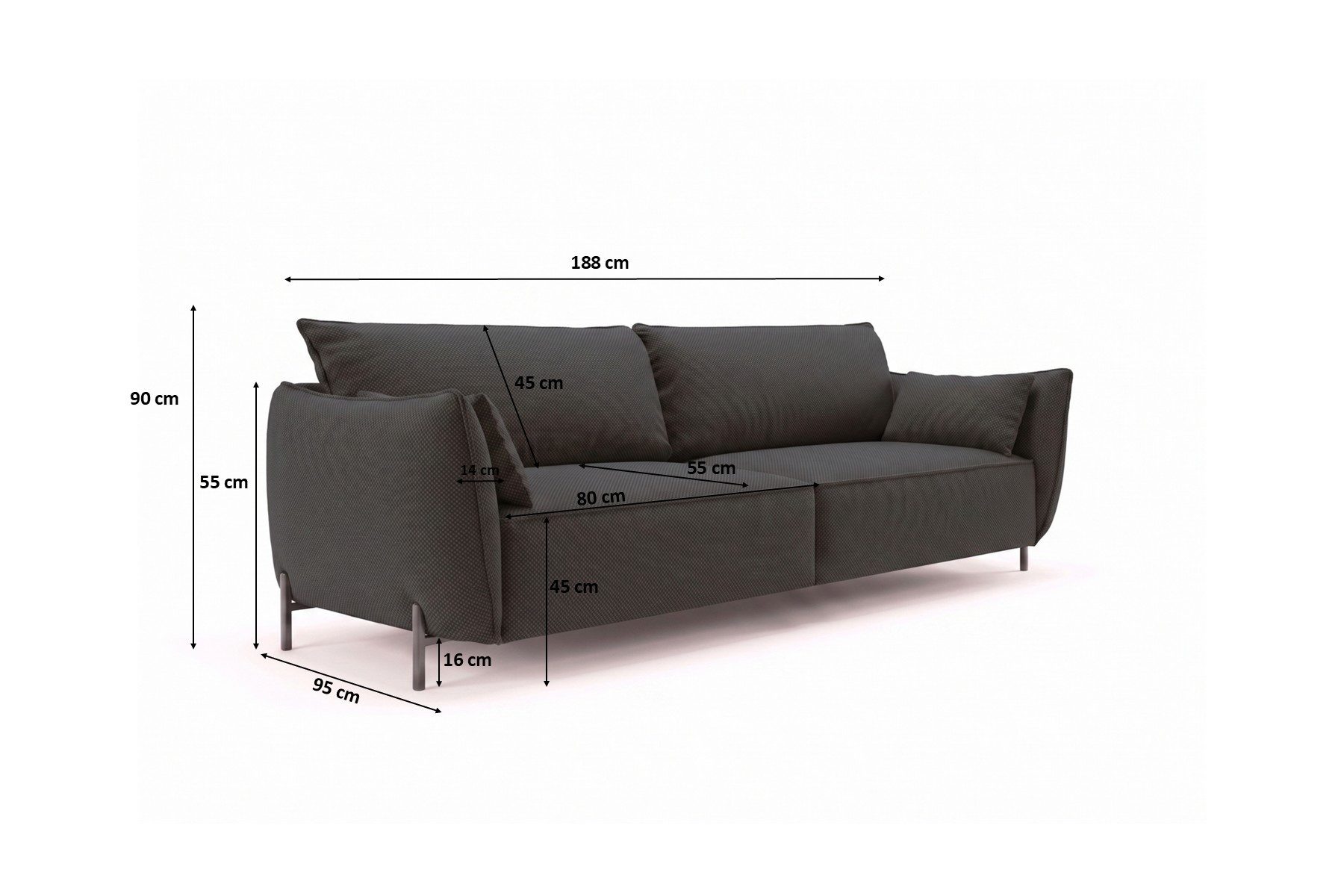 Kaiser Möbel Sofa 3-Sitzer für Terrasse und Garten, Stoff Sunlight, SUNMEE, Outdoor-Premiumstoff, Wetterbeständiger Bezug, Lounge-Design – Bild 5 von 5