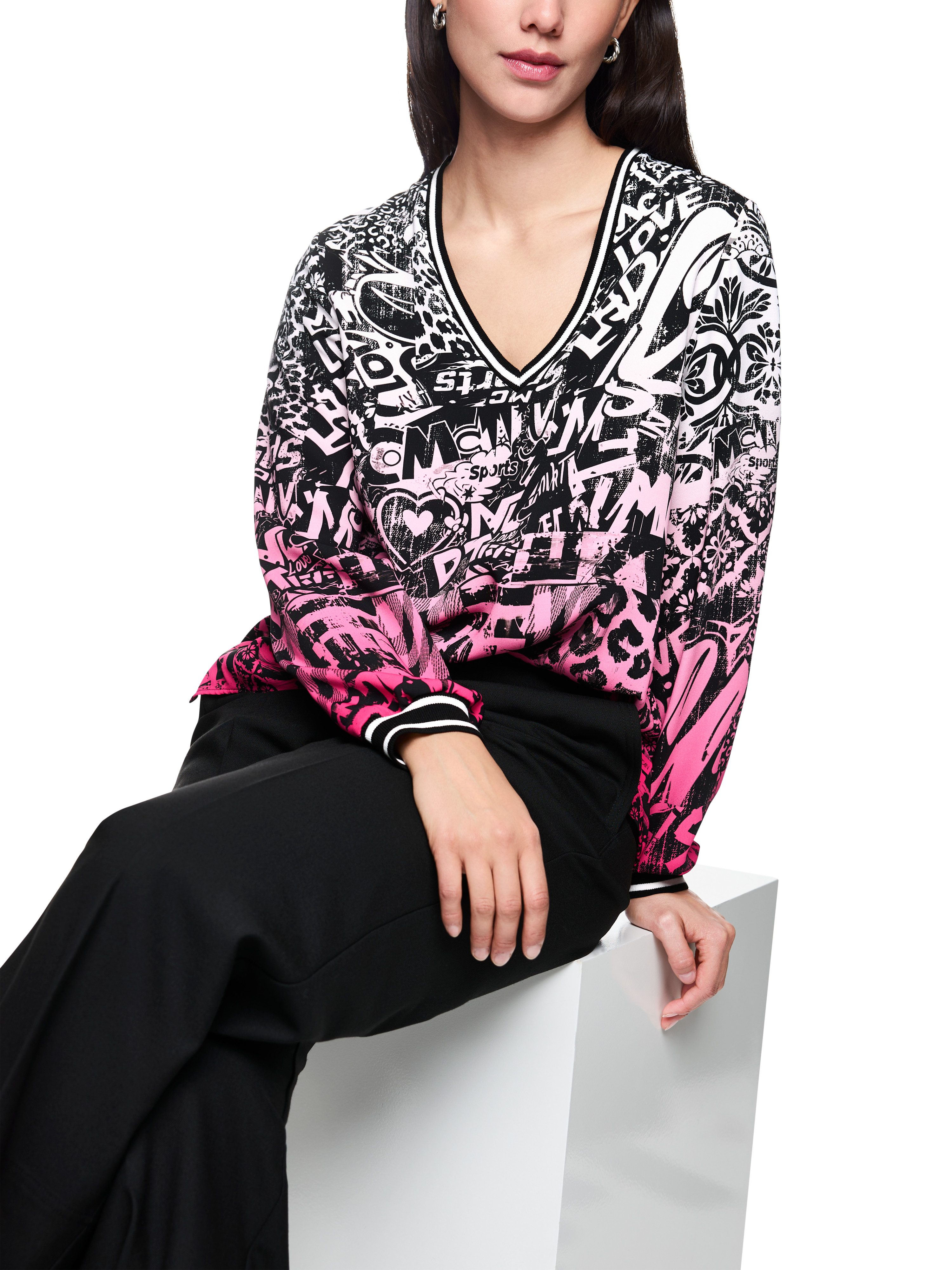 Marc Cain Langarmbluse Check it Up Premium Damenmode mit Print, Farbverlauf günstig online kaufen