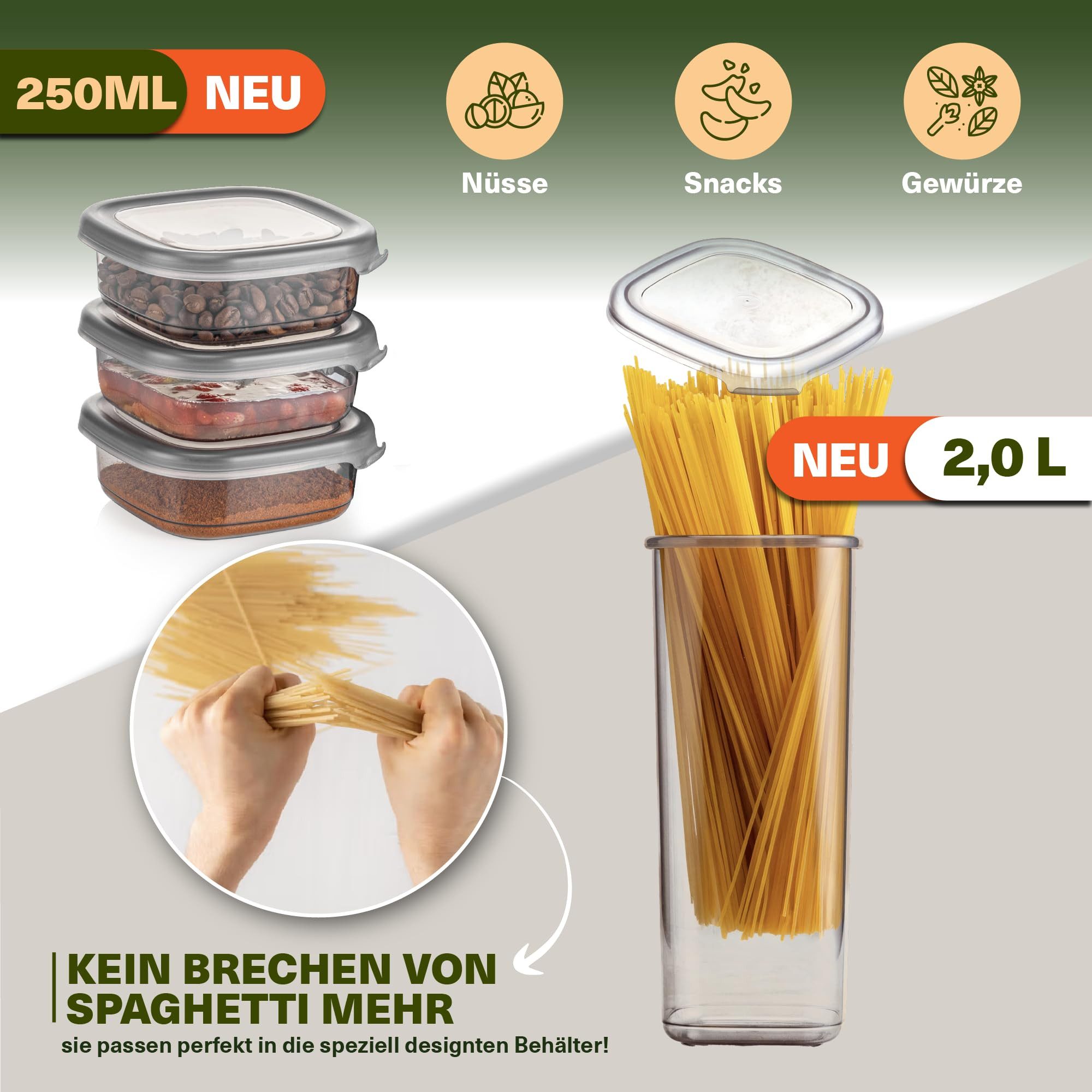 Viwares Vorratsdose Viwares Praktisches Vorratsdosen-Set Mix Eck 48er PEGGY, (Set, 48-tlg., Peggy), Einheitliche Deckel – Bild 3 von 5