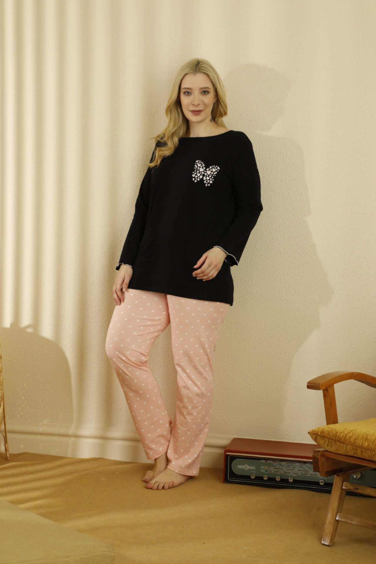 SEXEN (Siyah Inci) Schlafanzug Damen Pyjama Set Große Größen – Schwarz & Ro günstig online kaufen