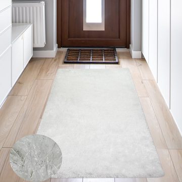 Teppich Shaggy Teppich Langflor Wohnzimmer Schlafzimmer Glitzer Weiß, Teppich-Traum, rechteckig, Höhe: 70 mm