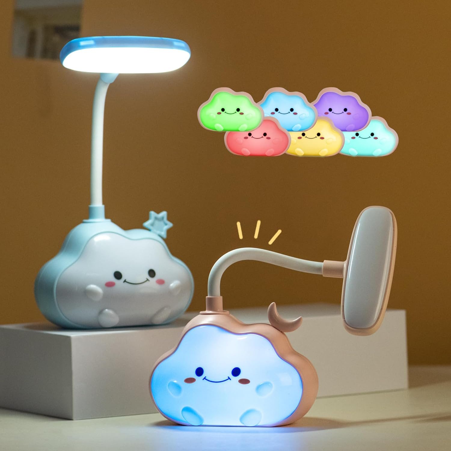 FELIXLEO LED Nachtlicht LED Wolken Nachtlicht Schreibtischlampe USB Aufladbar Gelb Ster